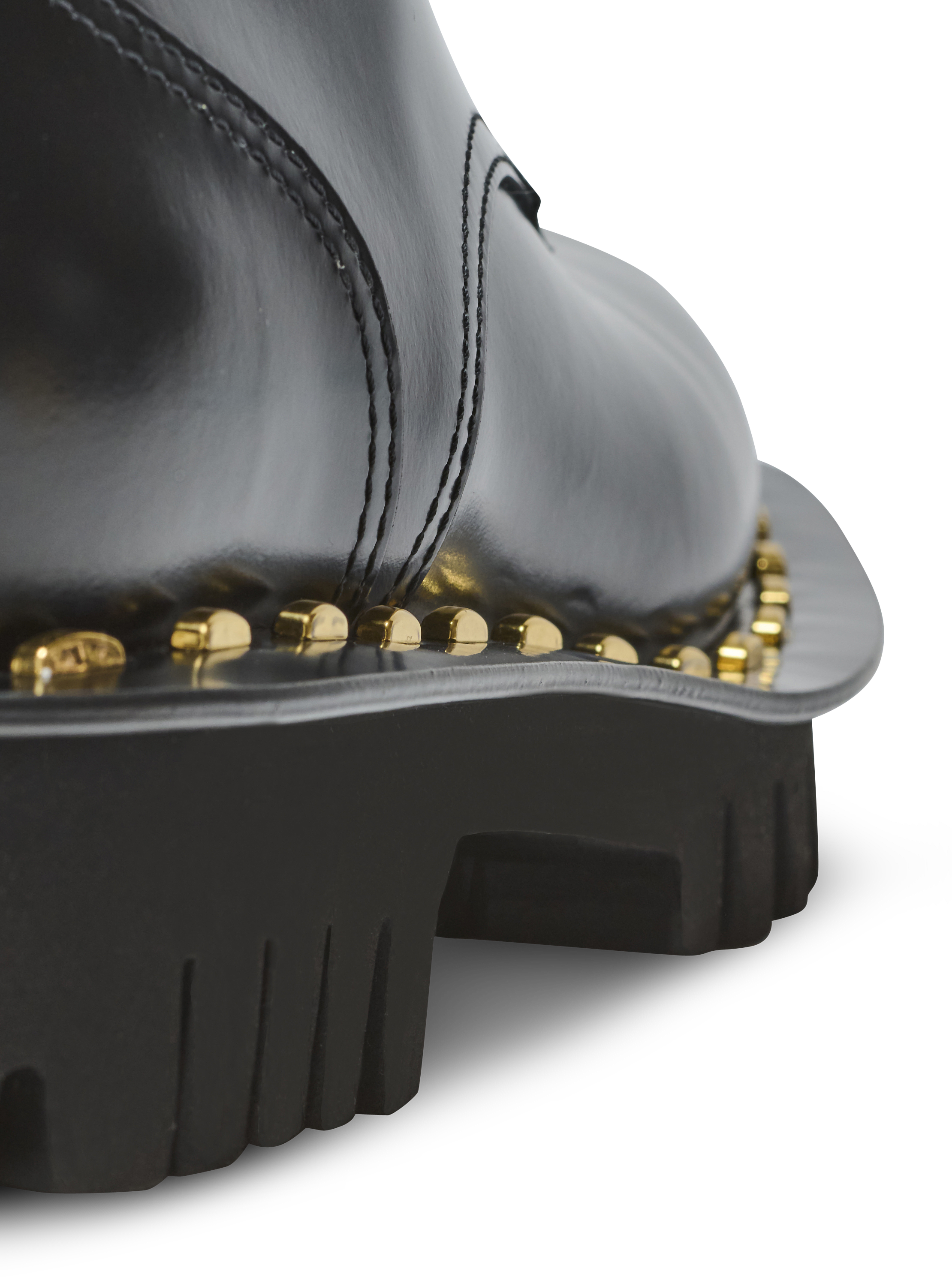 Glazed leather army boots