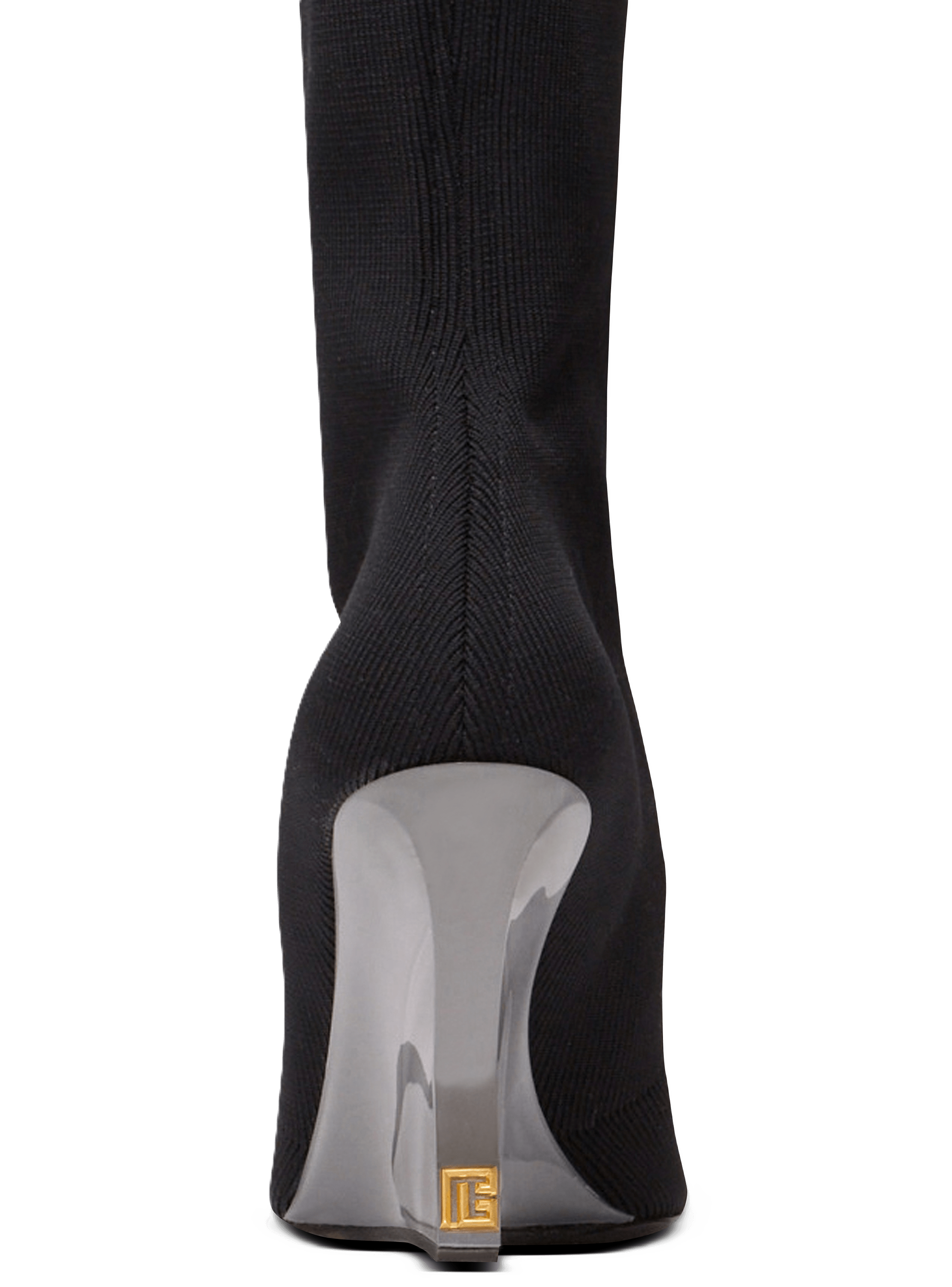 Wedge knit thigh-high boots