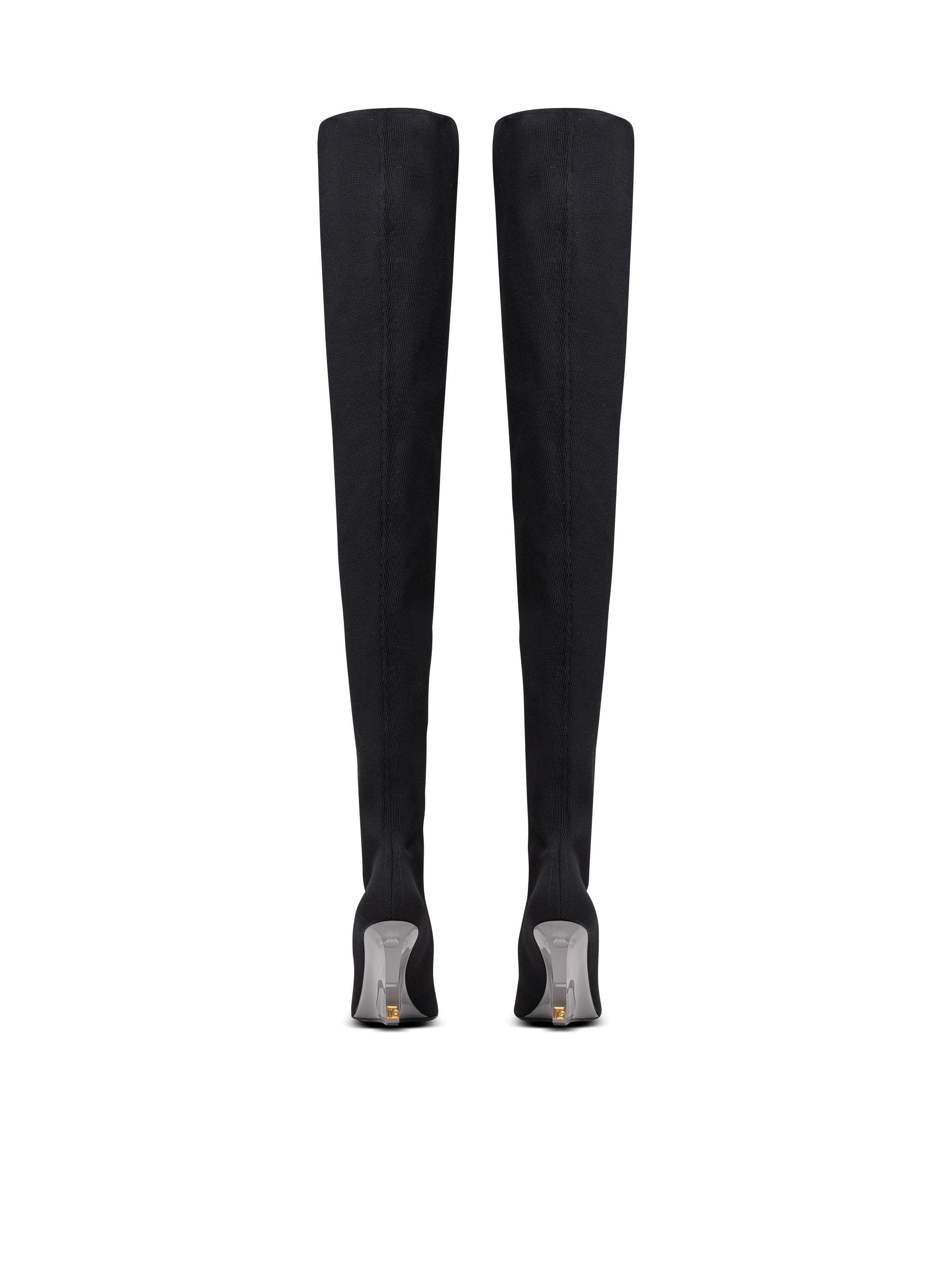 Wedge knit thigh-high boots