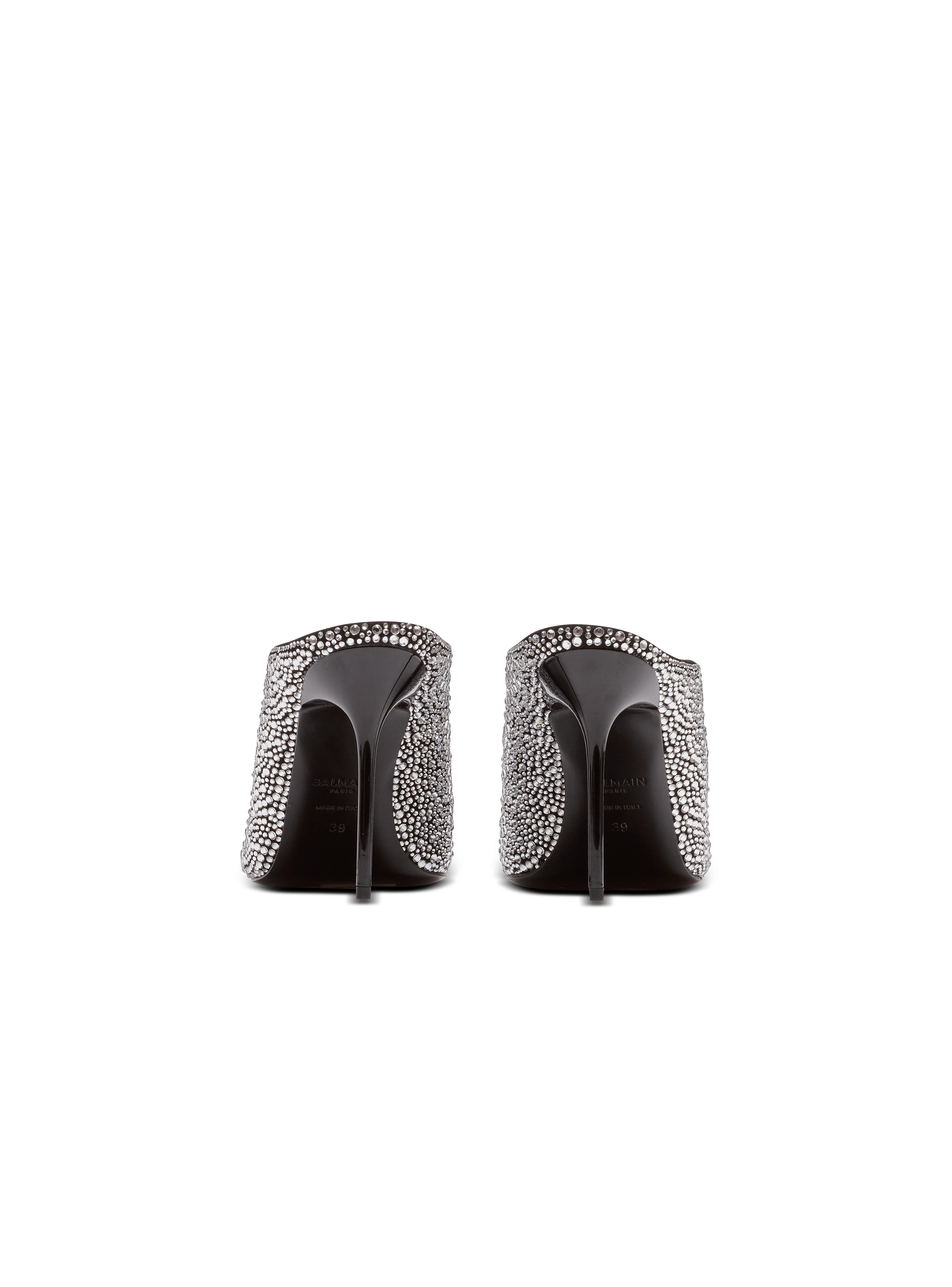 Suede and rhinestone mules with front piercing