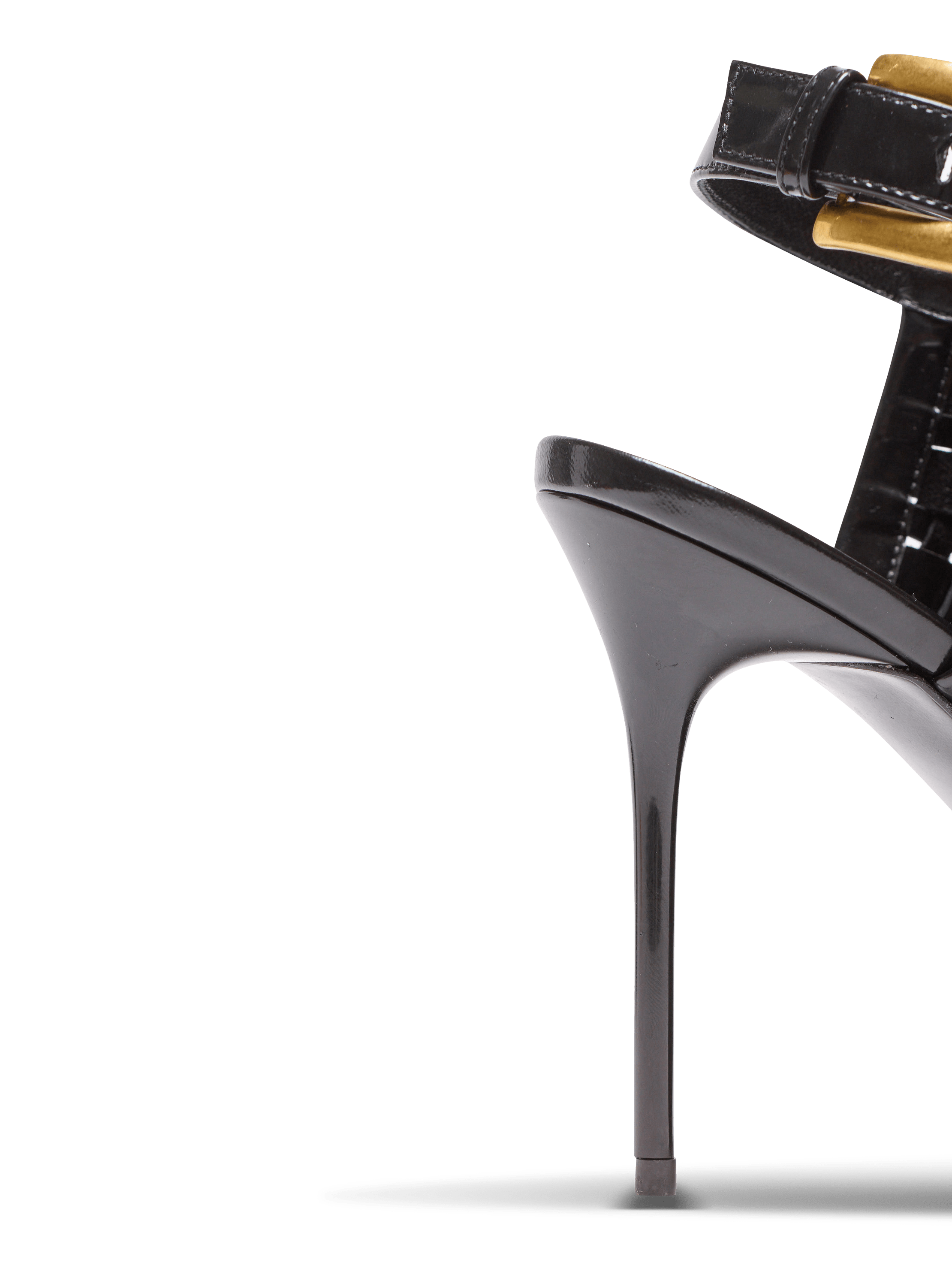 パテントレザー フリンジ サンダル