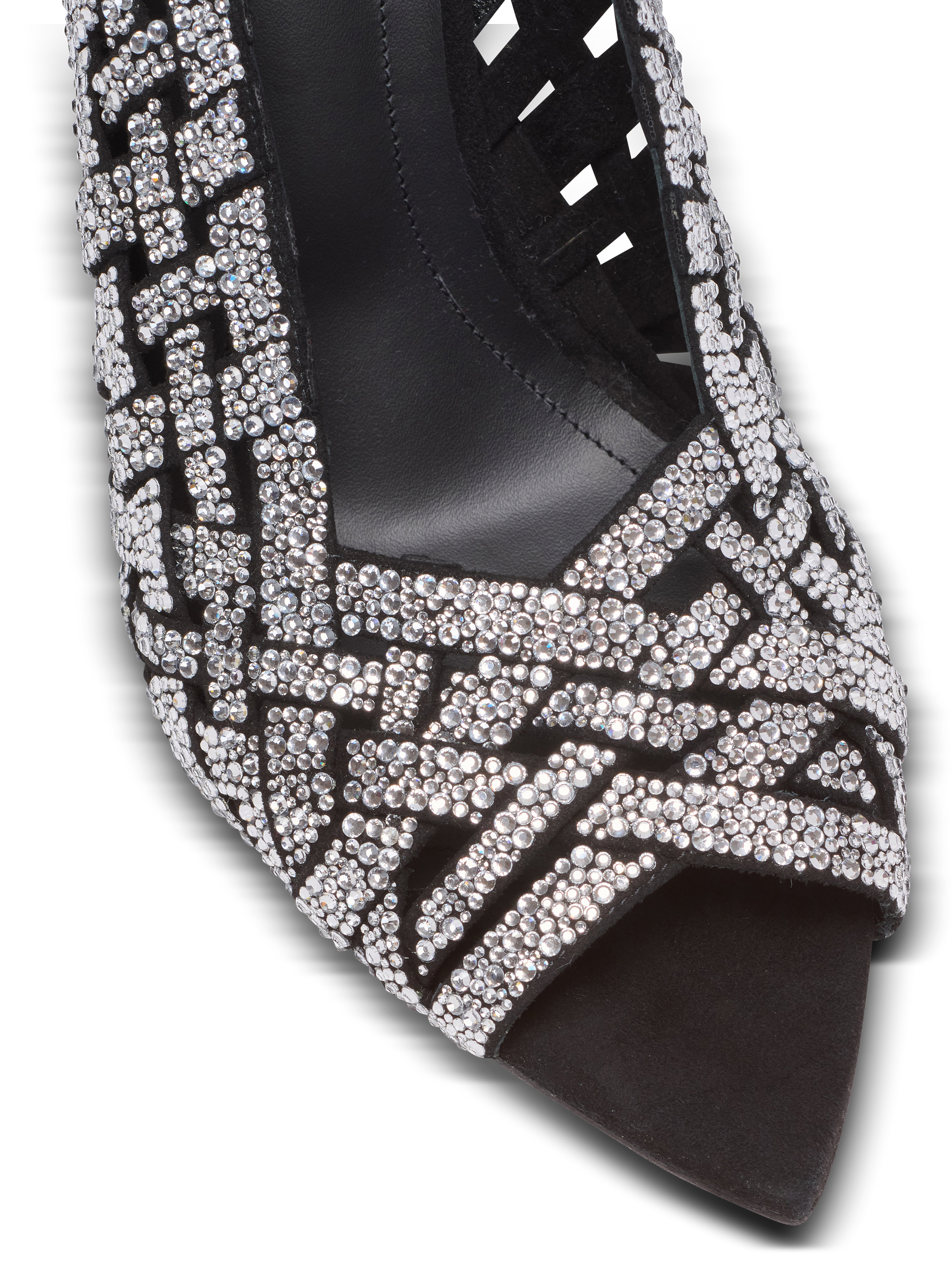 Fringed suede and rhinestone sandals