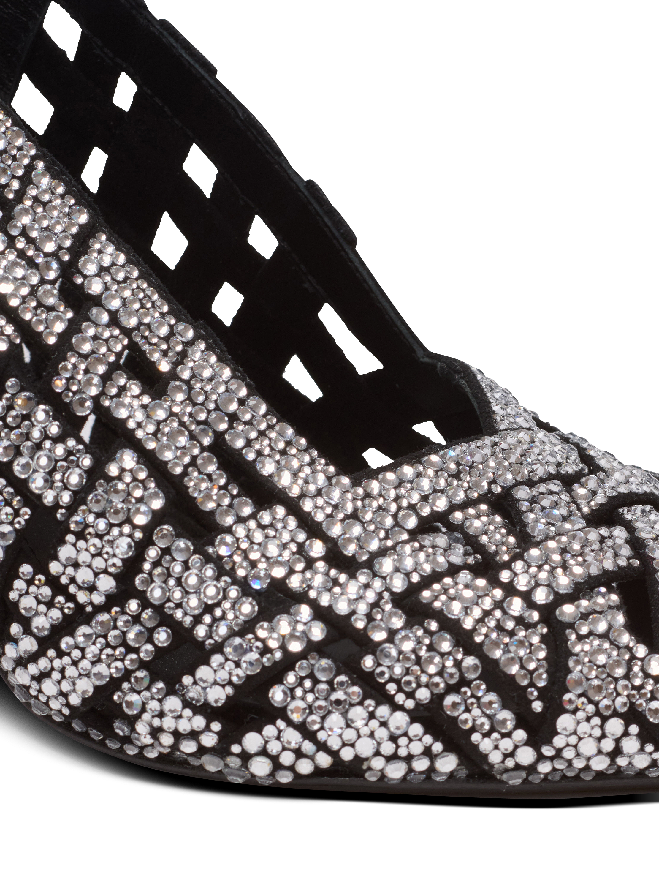 Fringed suede and rhinestone sandals