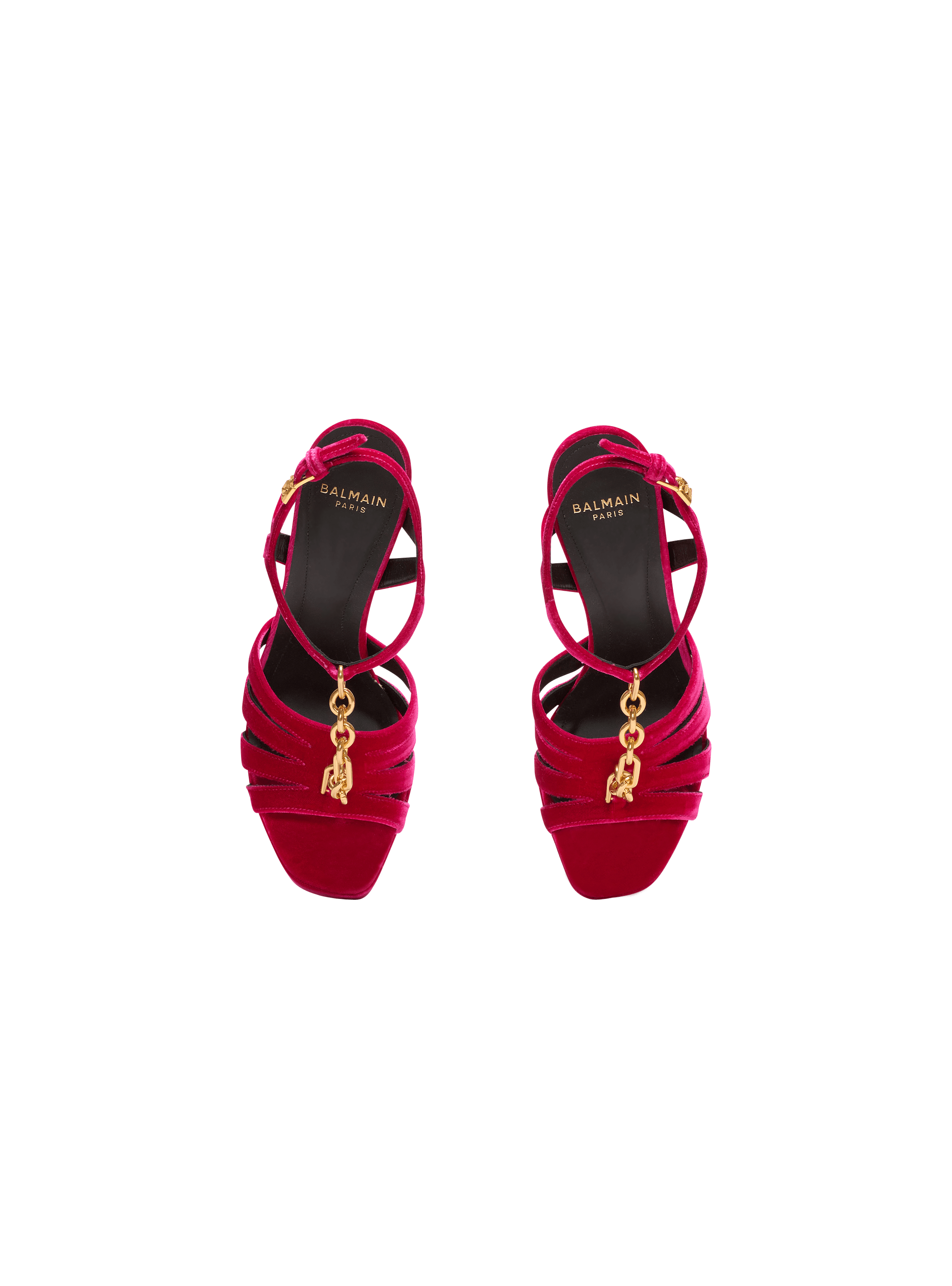 Sync platform sandals in patent lambskin