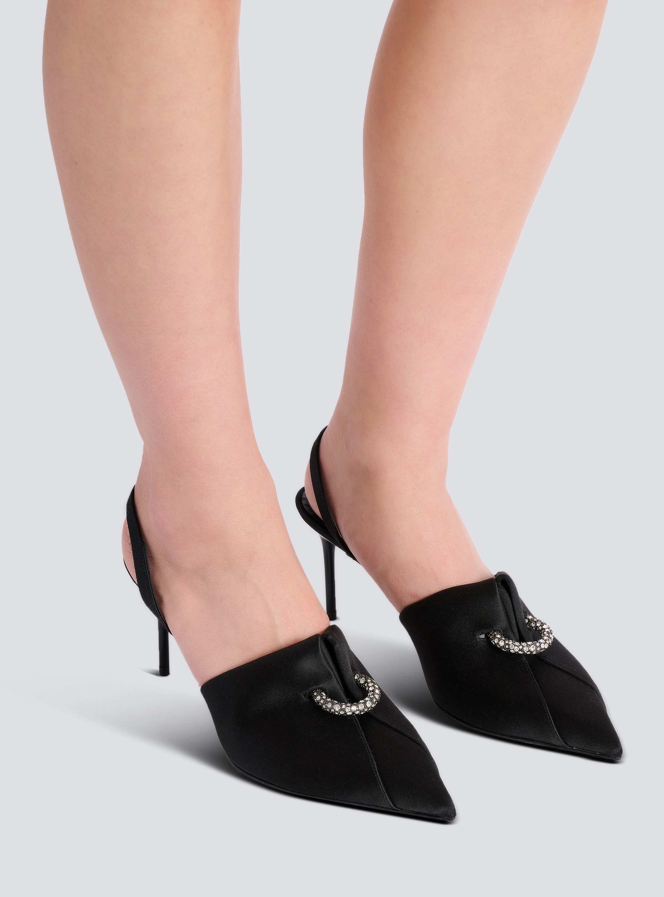 Satin slingbacks with piercing