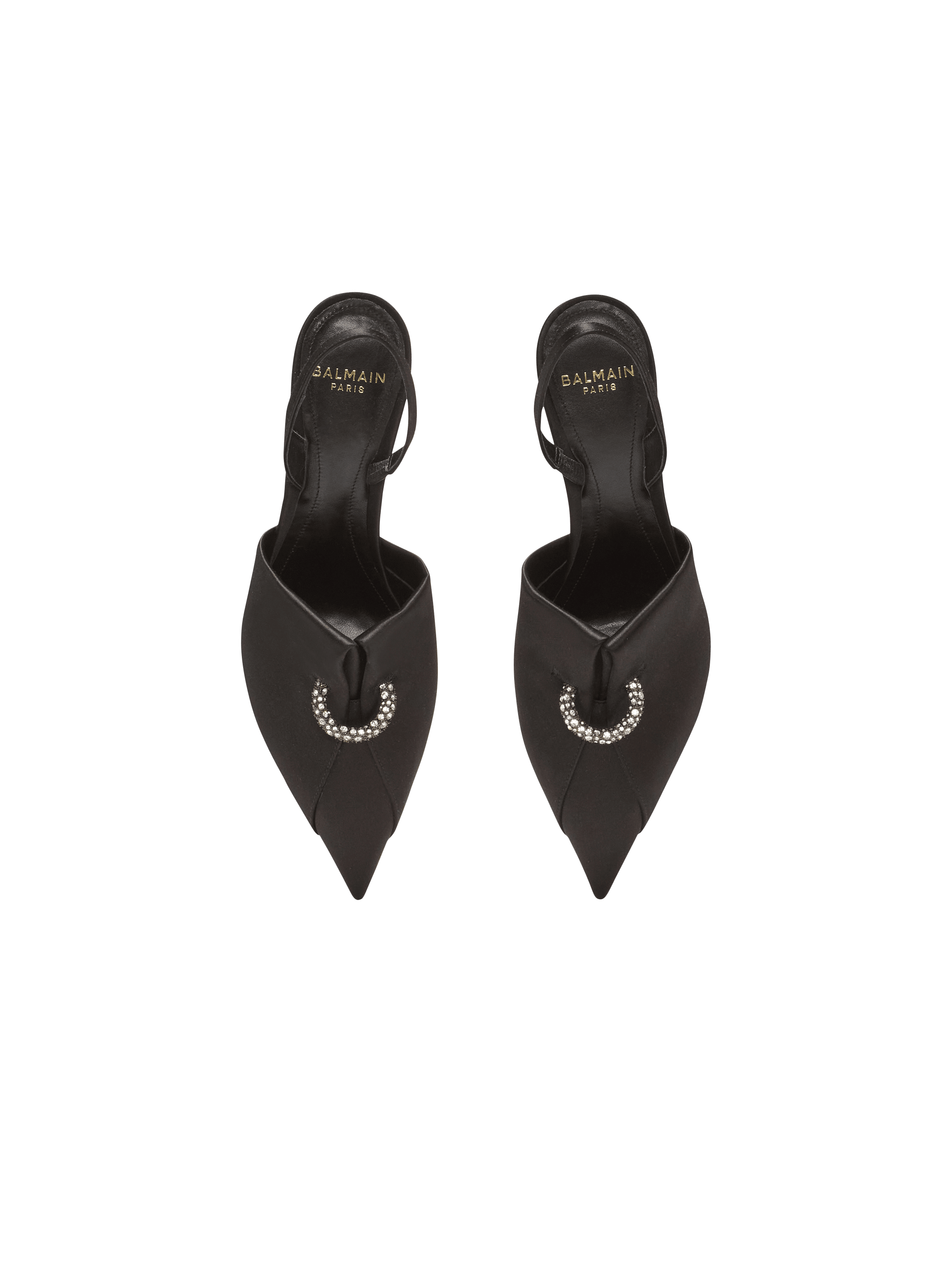 Satin slingbacks with piercing