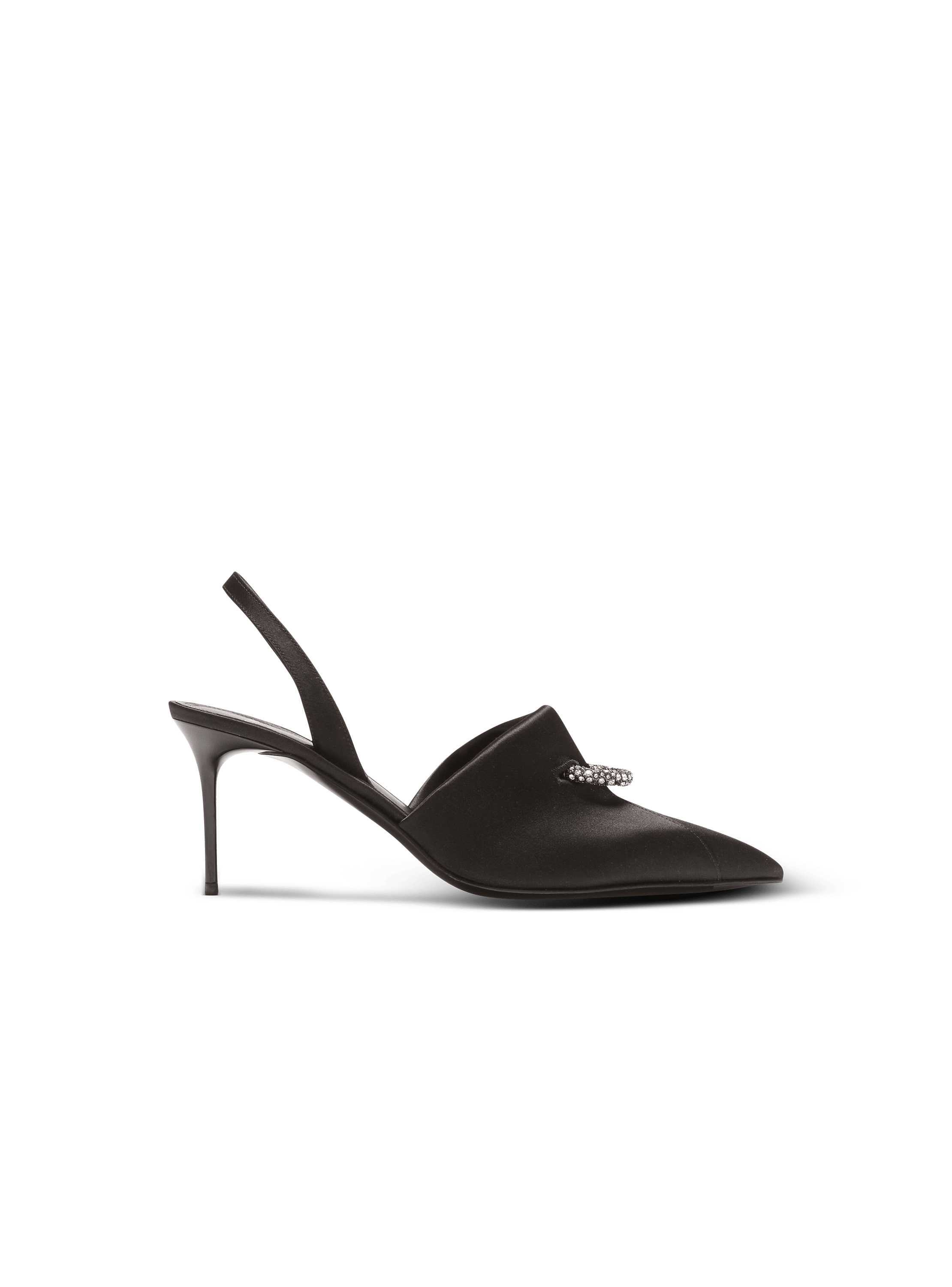 Satin slingbacks with piercing