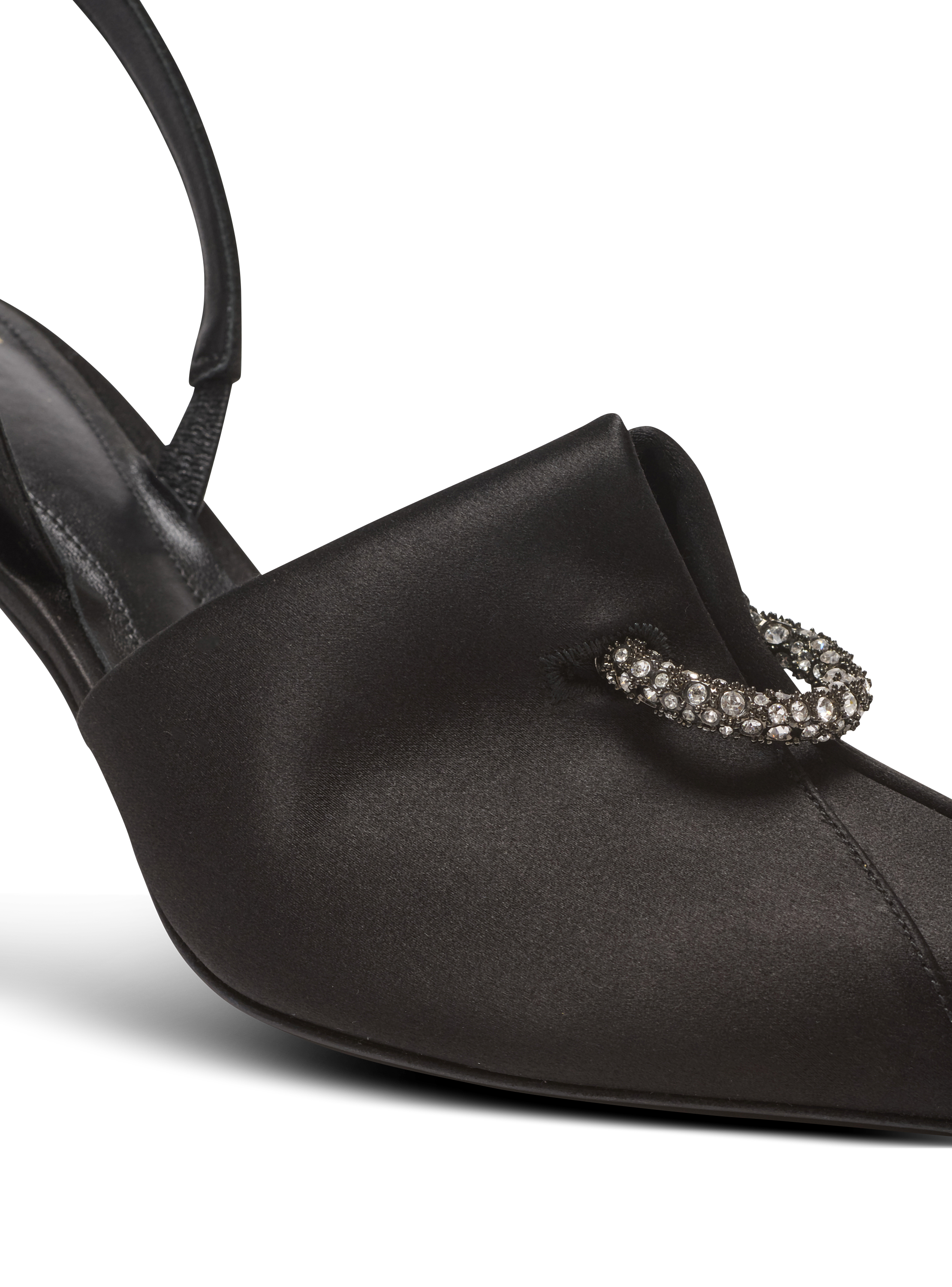 Satin slingbacks with piercing