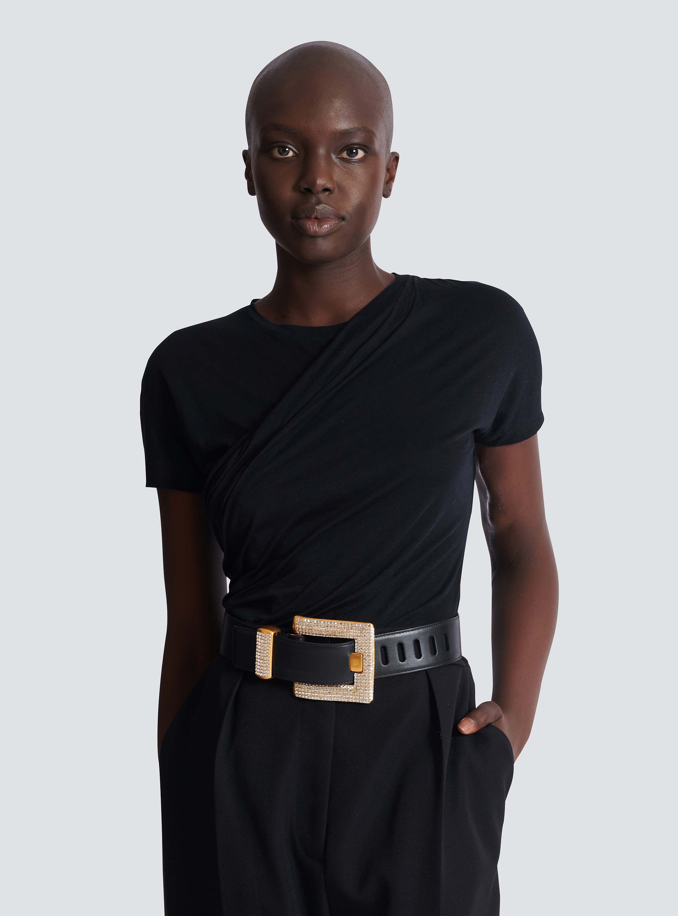 Anthem calfskin and crystal belt