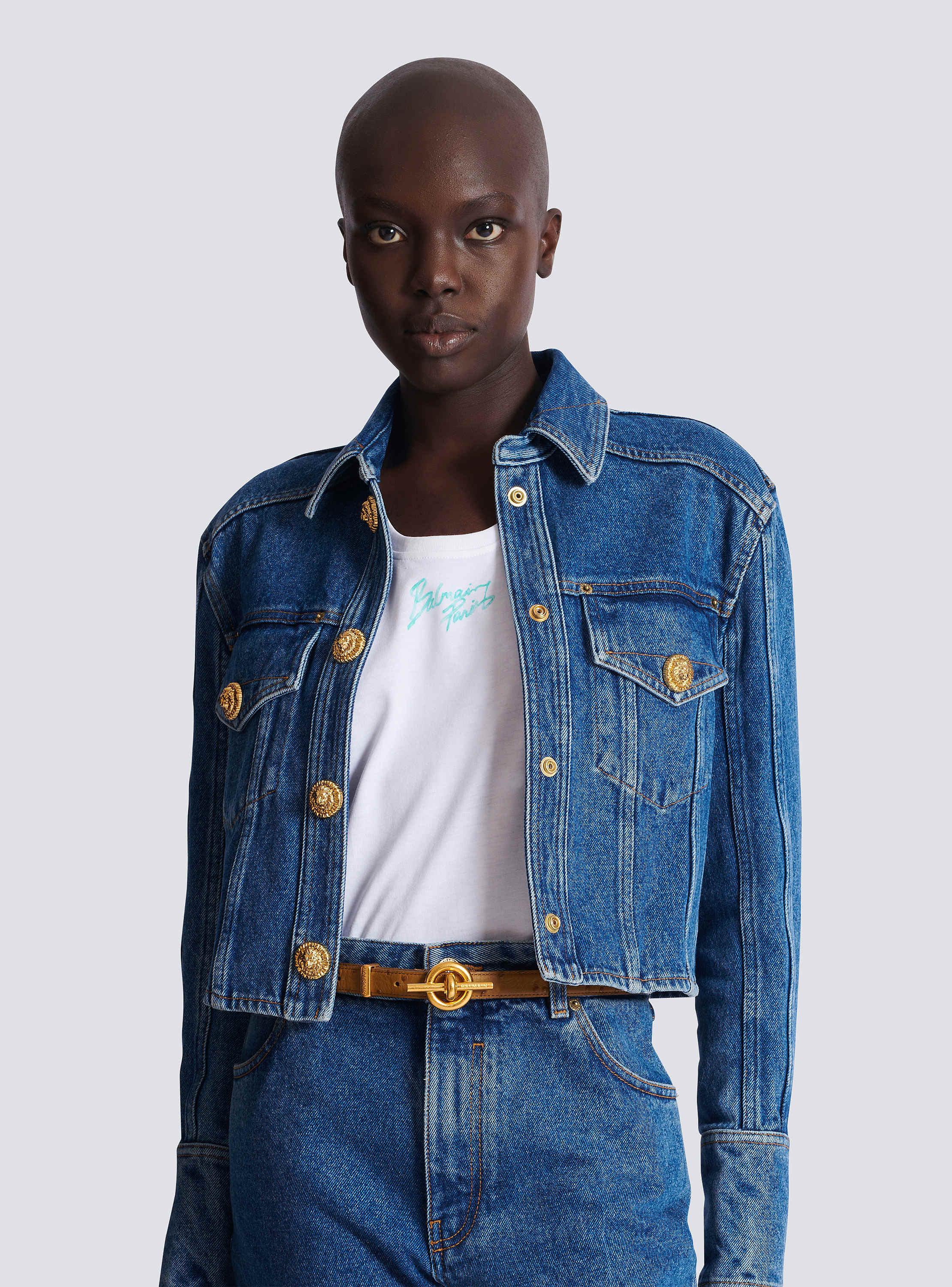 Embossed calfskin T-Bar belt