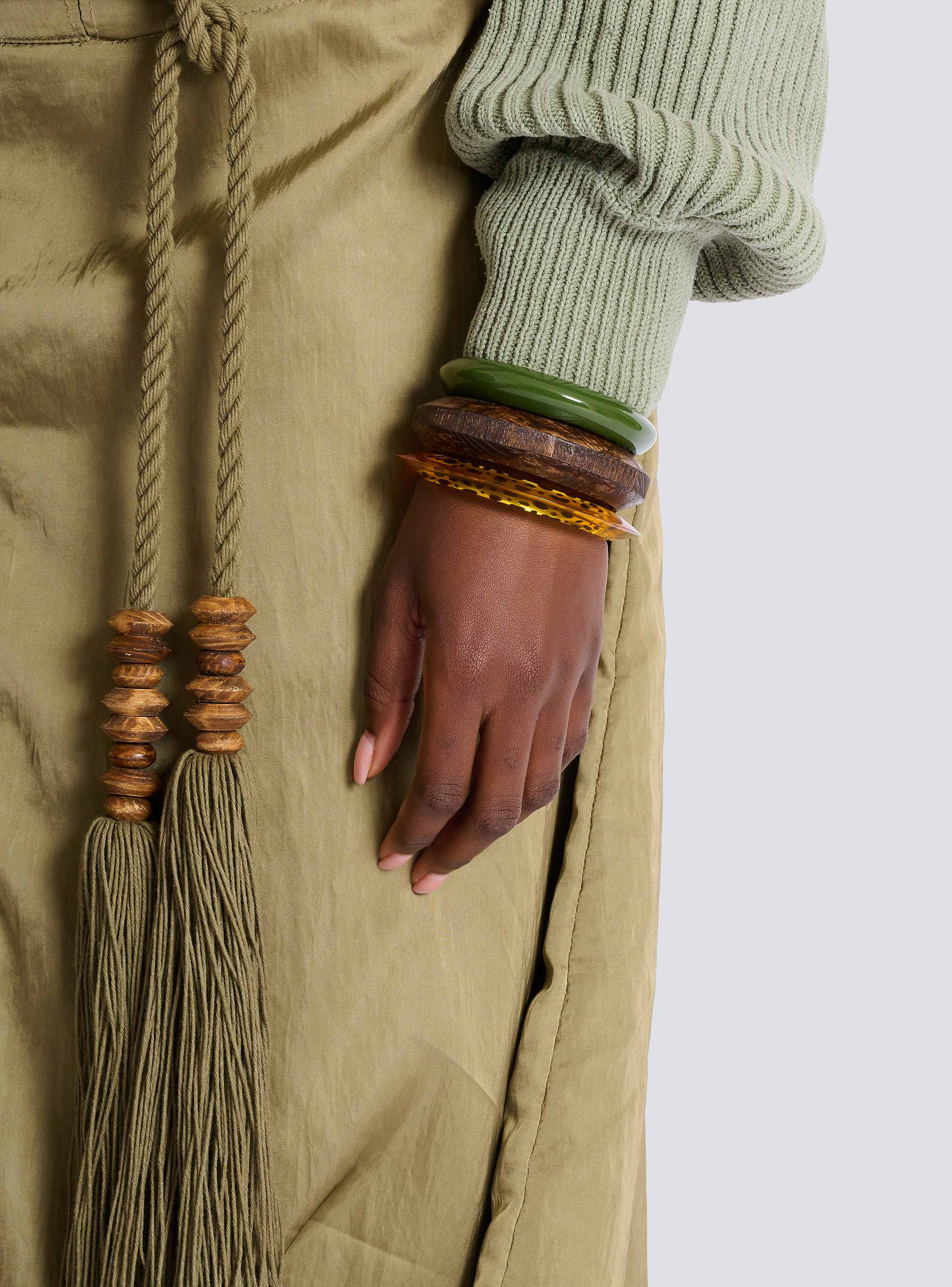 Set of wood and resin bracelets