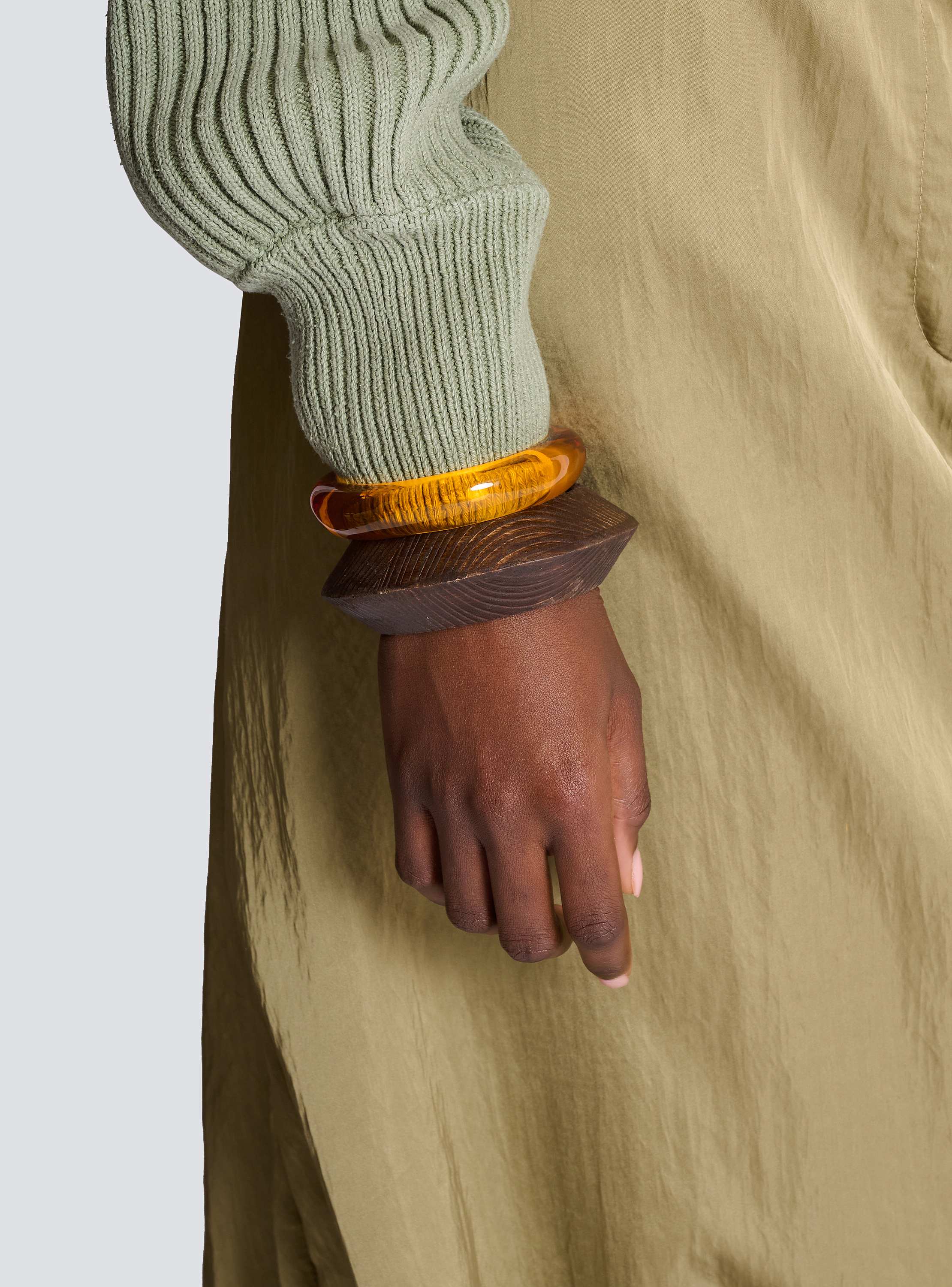 Set of wood and resin bracelets