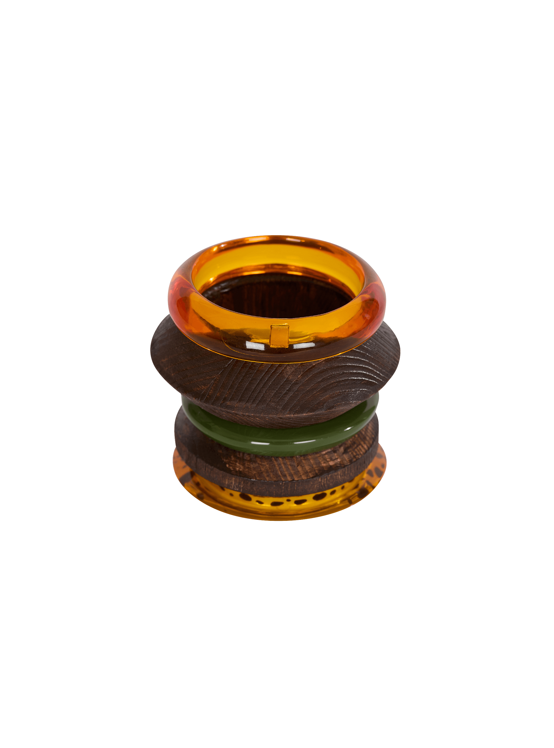 Set of wood and resin bracelets