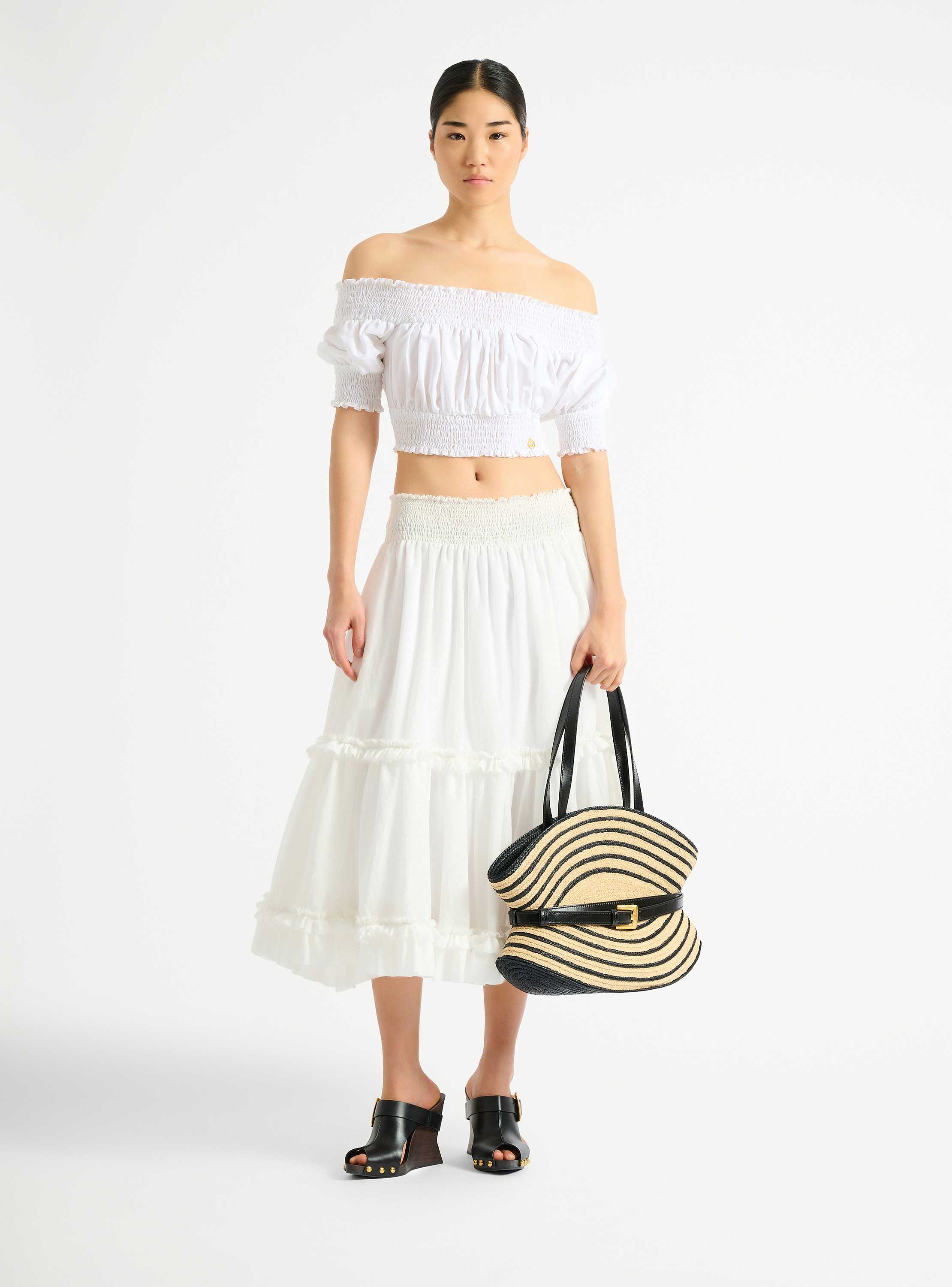 Poplin off-the-shoulder top