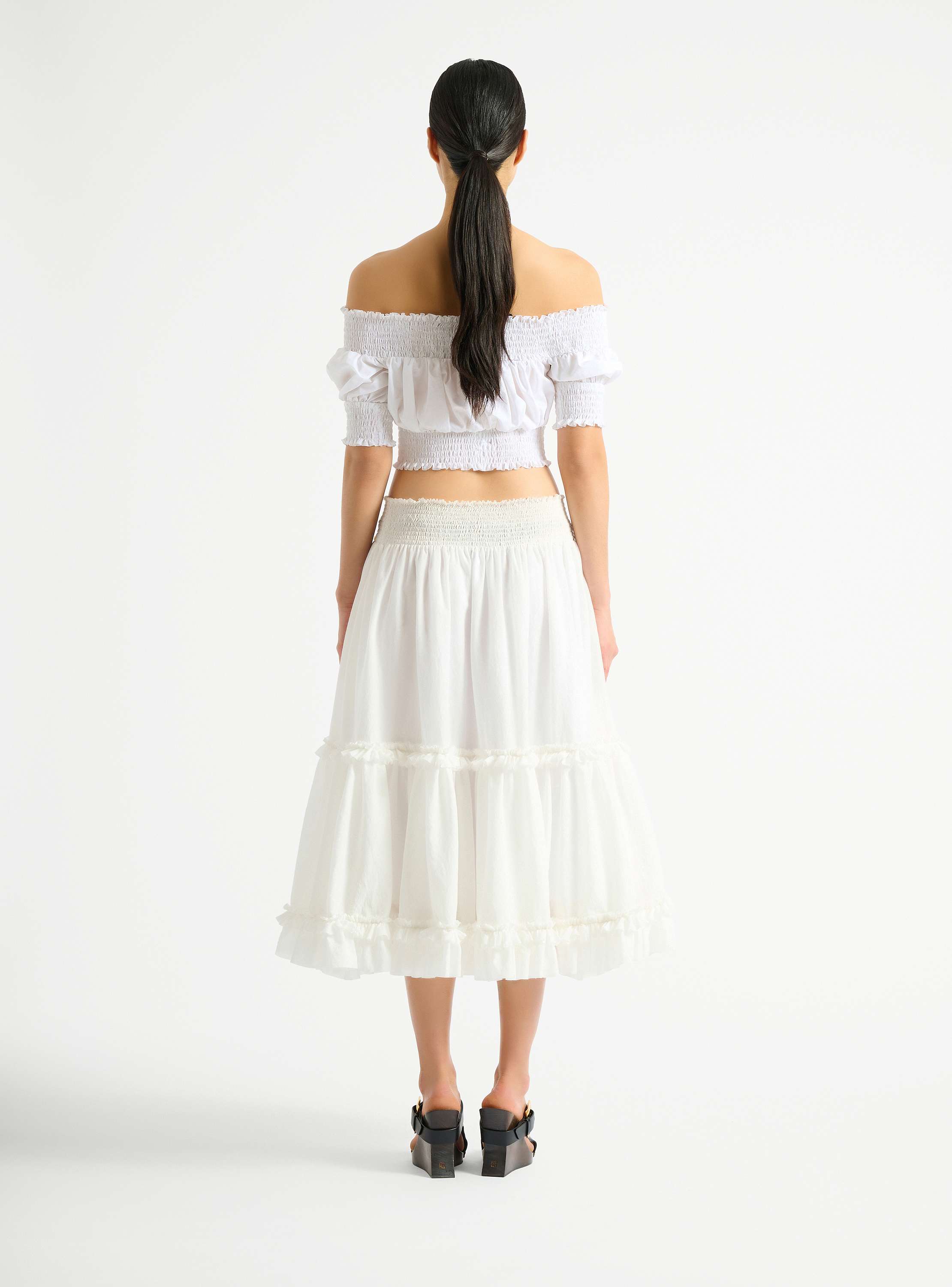 Poplin off-the-shoulder top