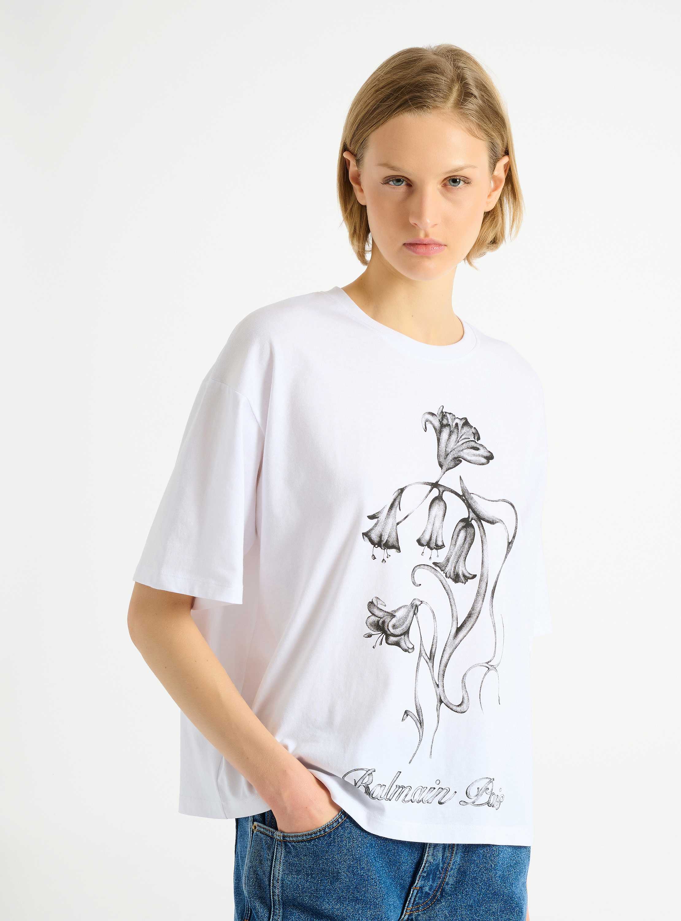 Bedrucktes Balmain Flower T-Shirt 