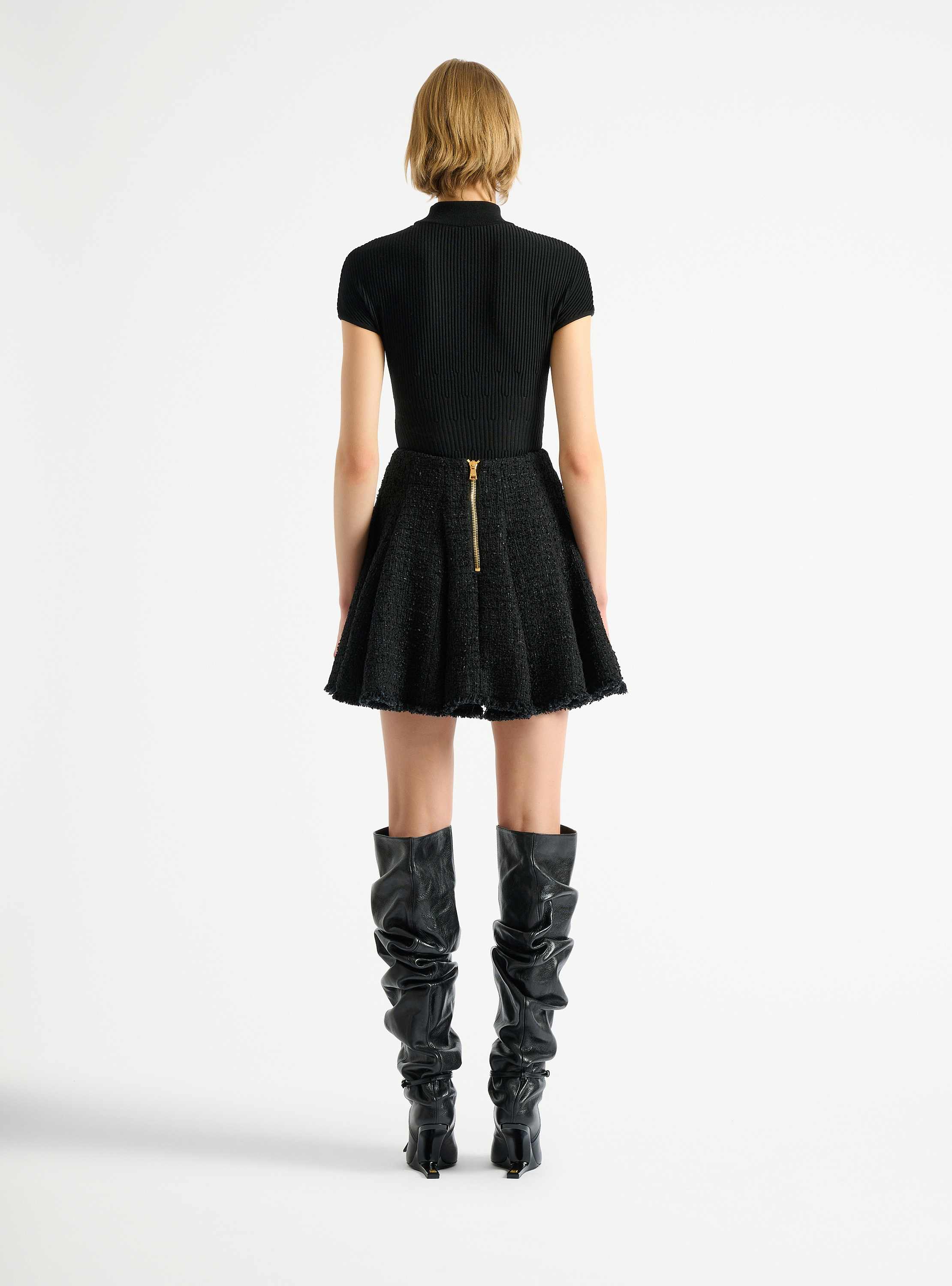 Flared tweed skirt