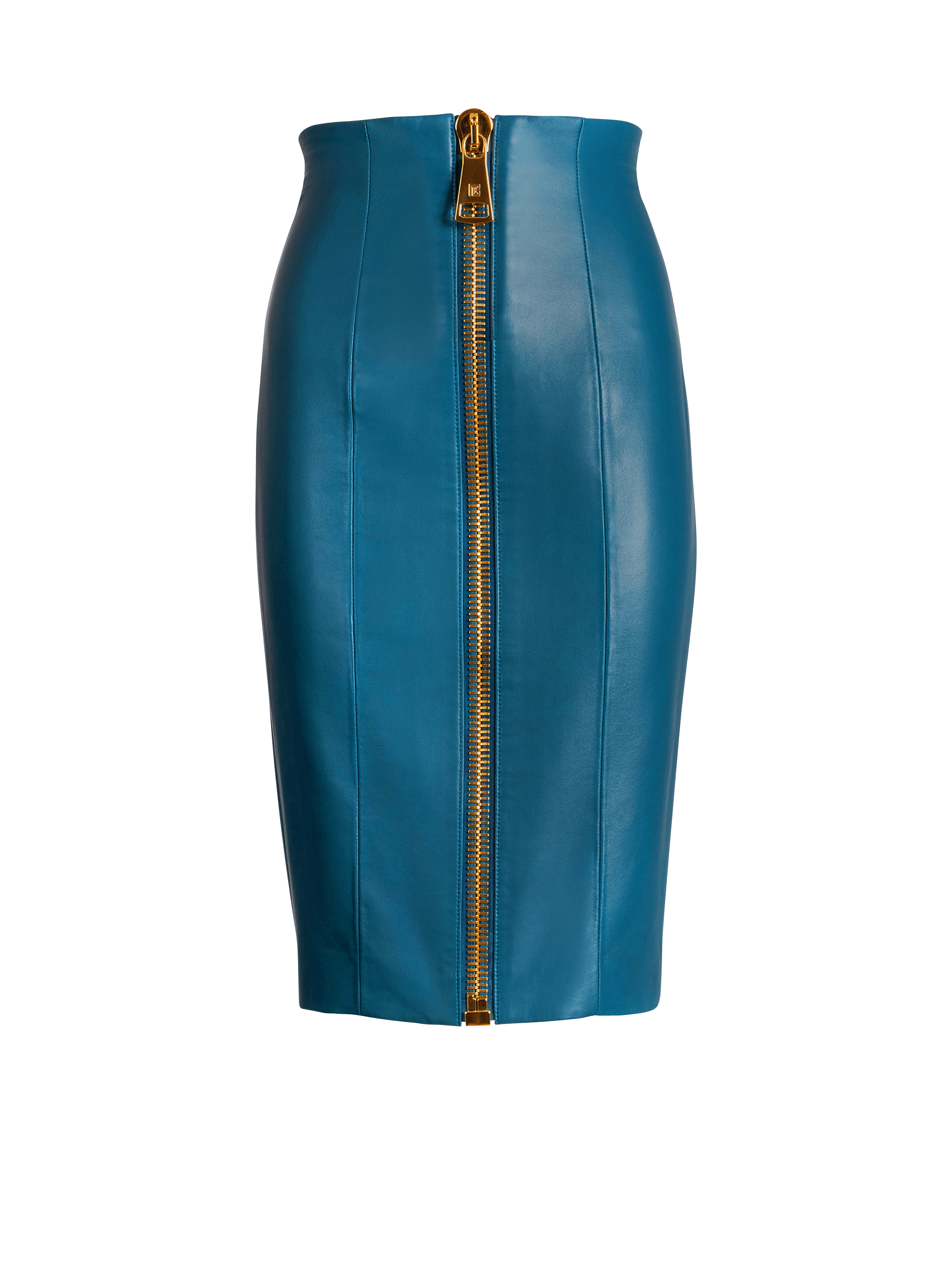 Zipped lambskin skirt