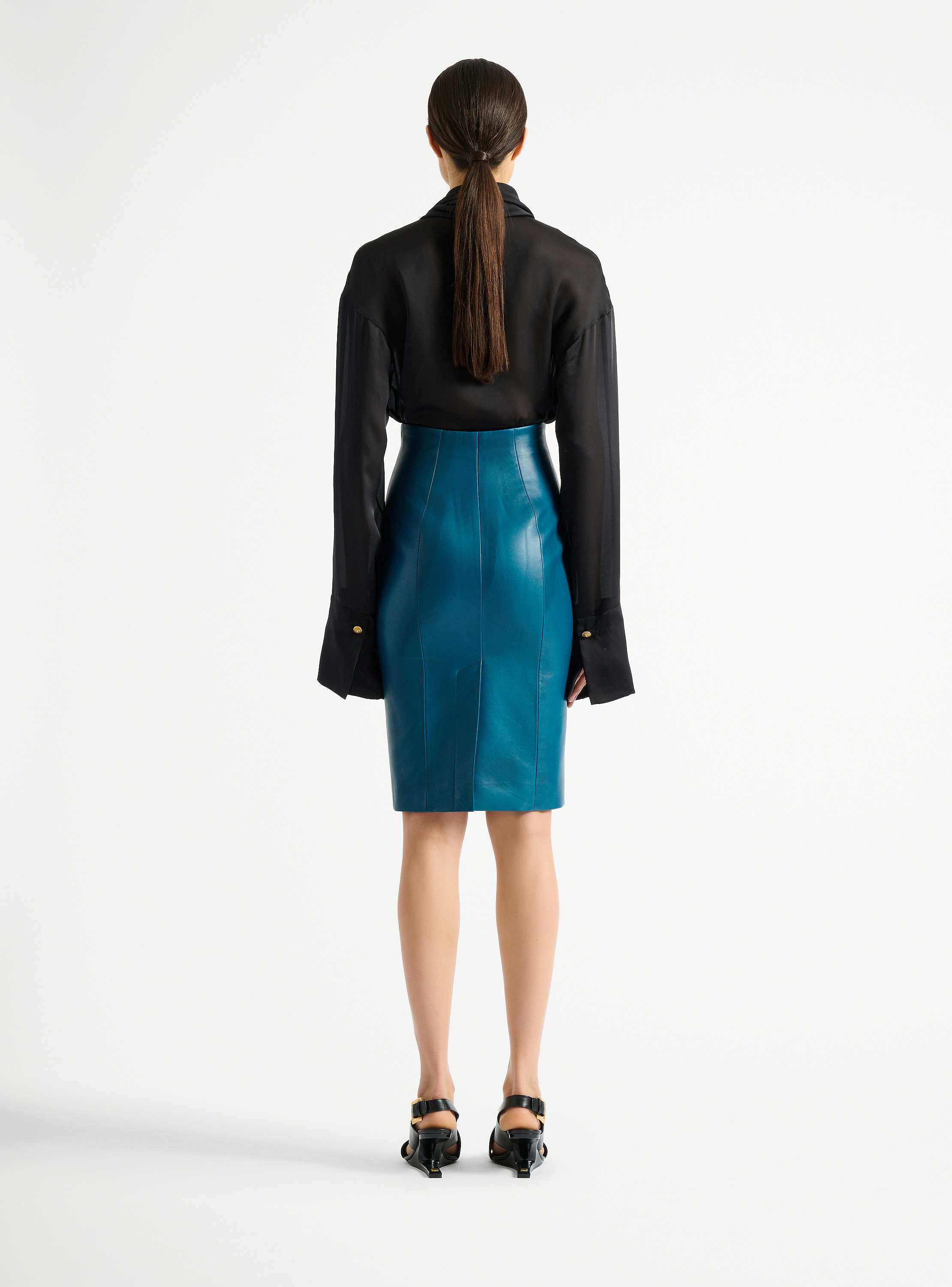 Zipped lambskin skirt
