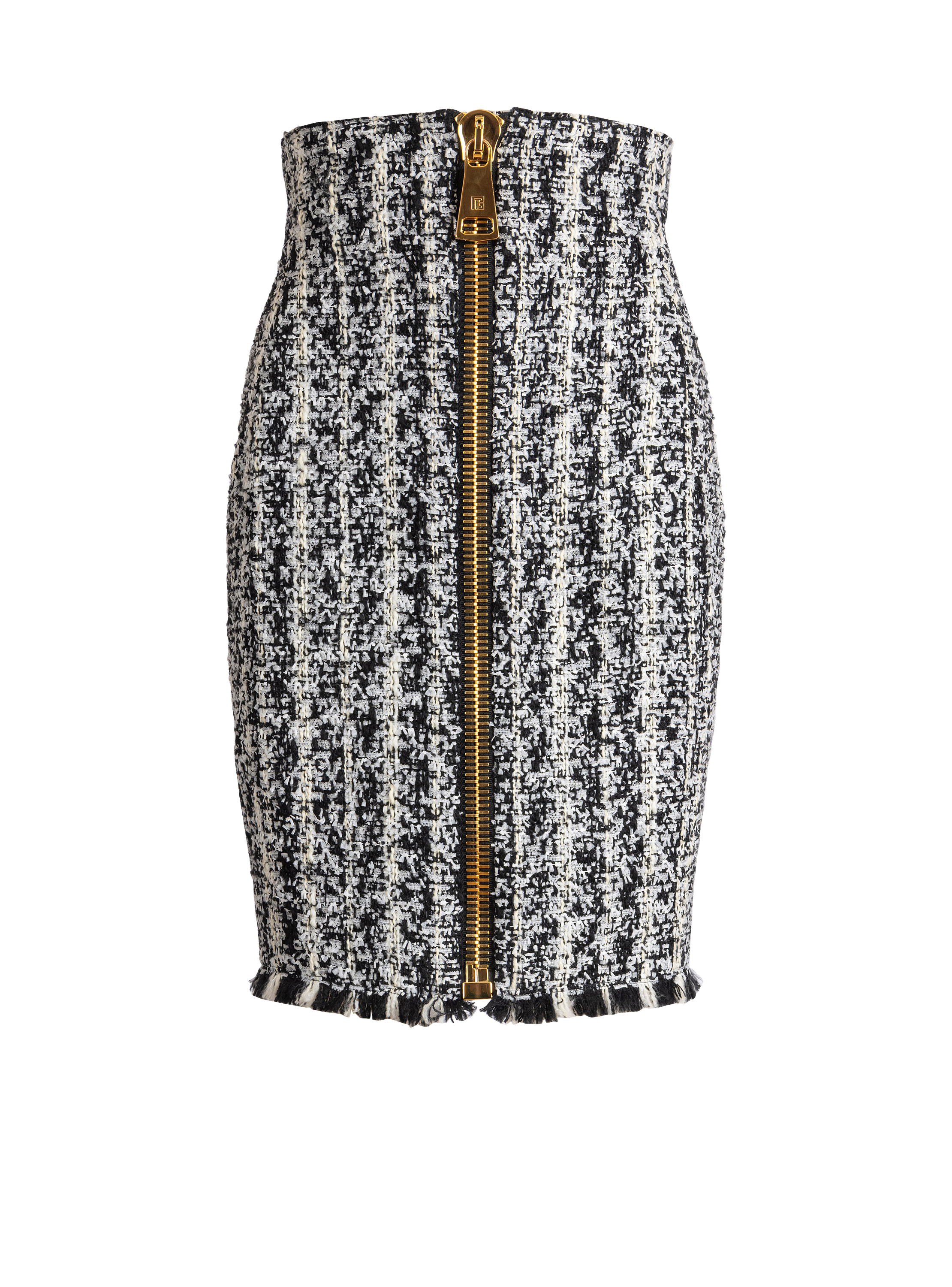 Zipped two-tone tweed skirt
