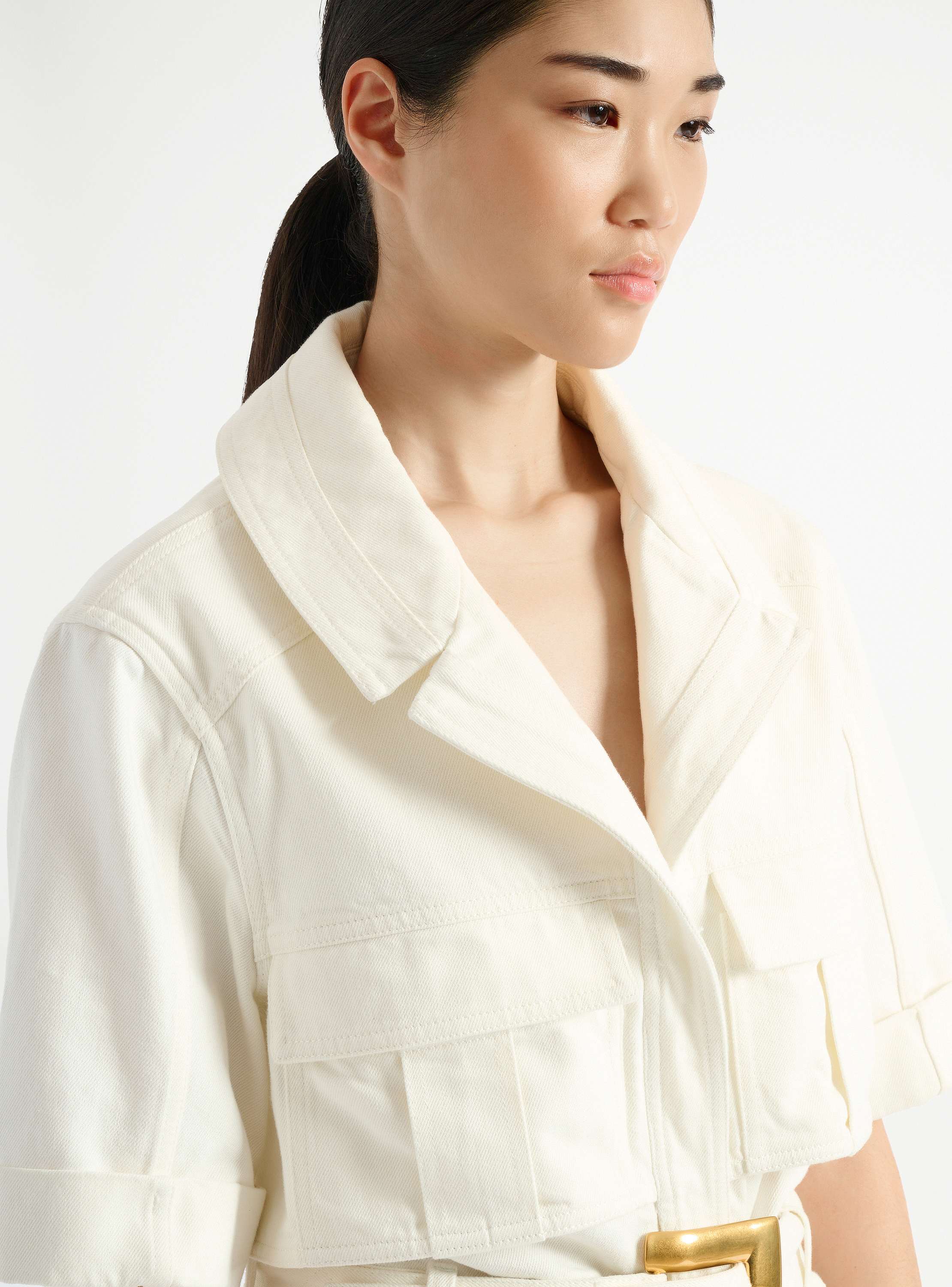 Belted denim playsuit