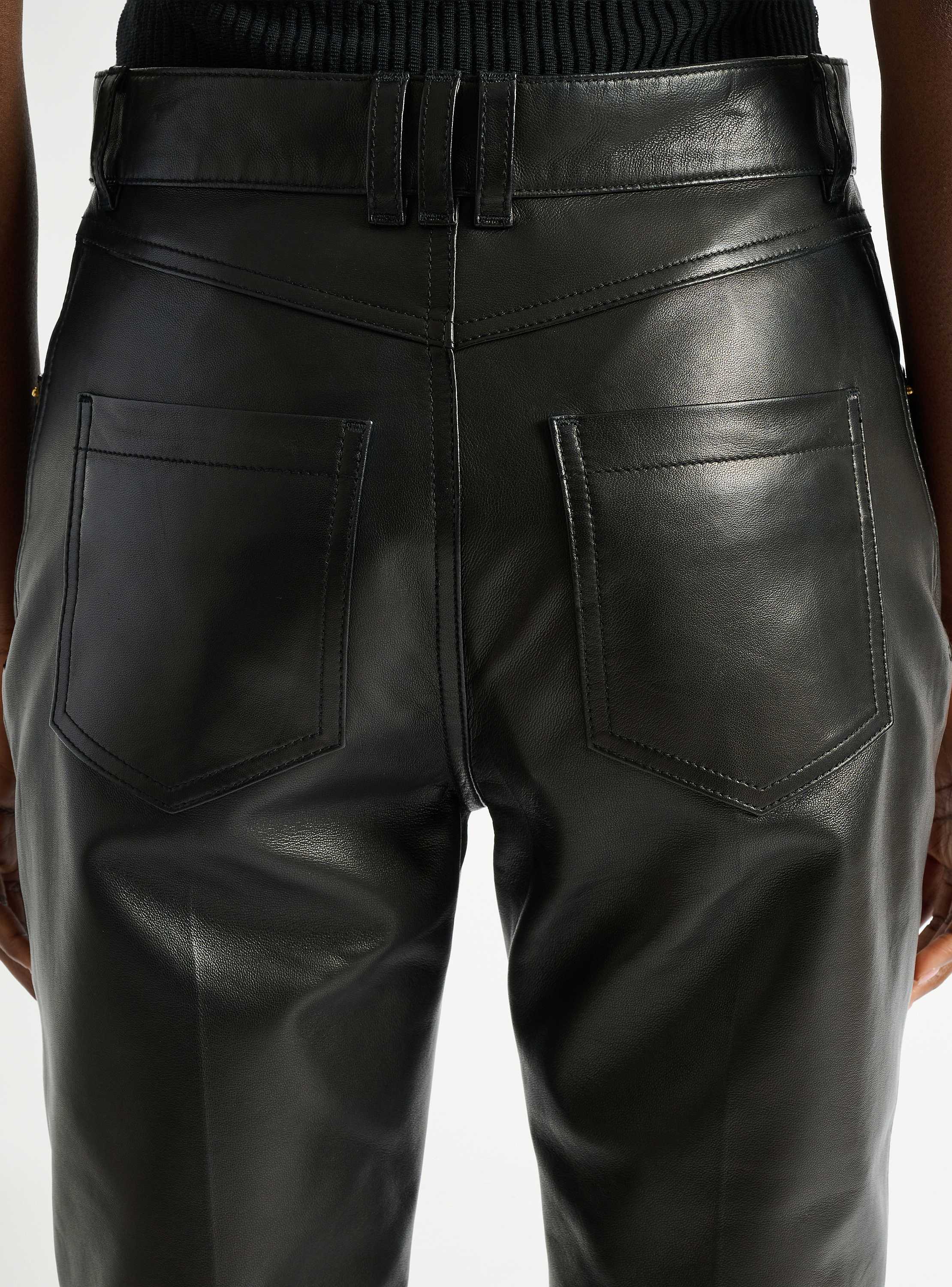 Pantalones de talle alto de piel