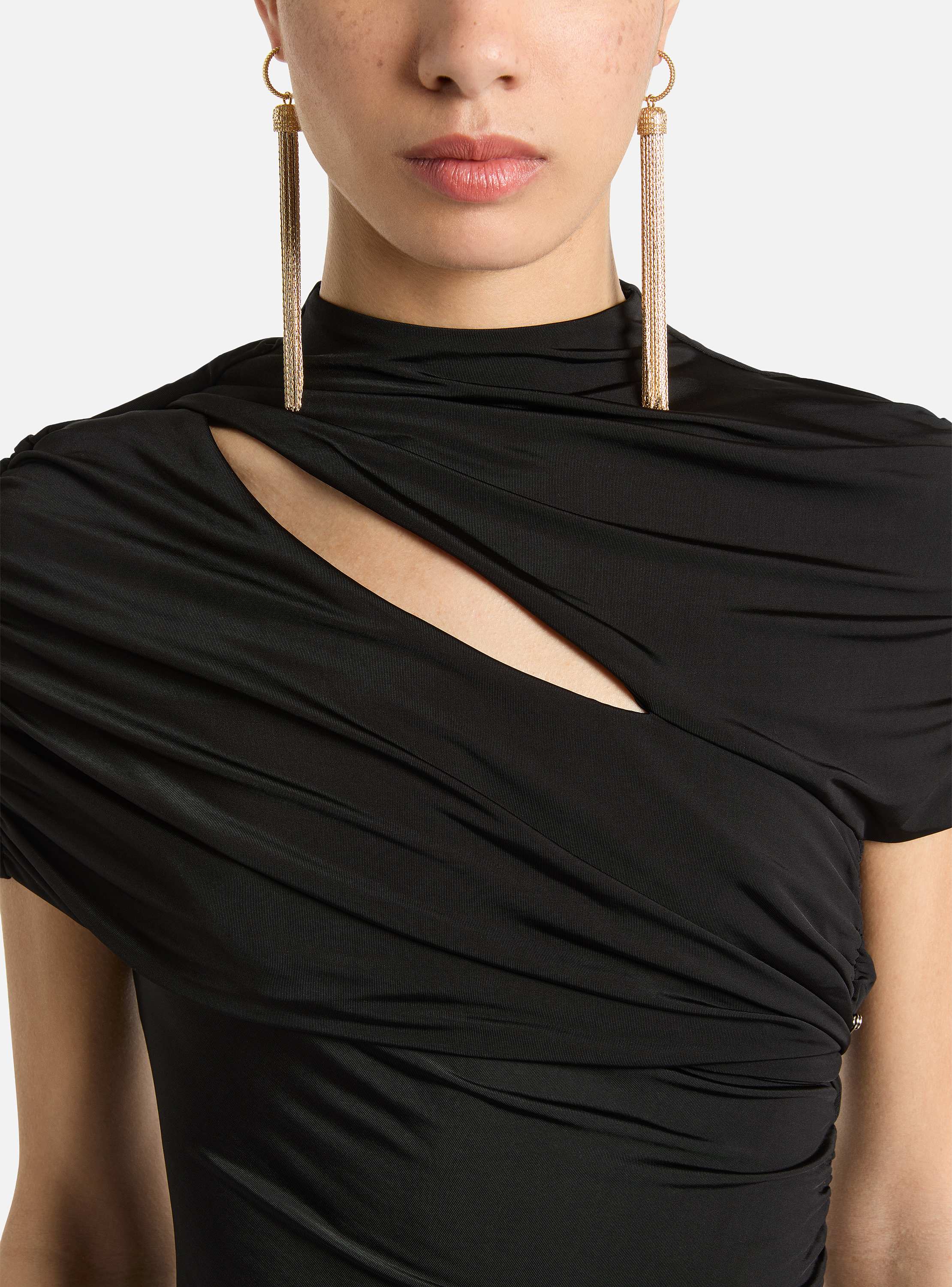 Robe bodycon drap&eacute;e en jersey