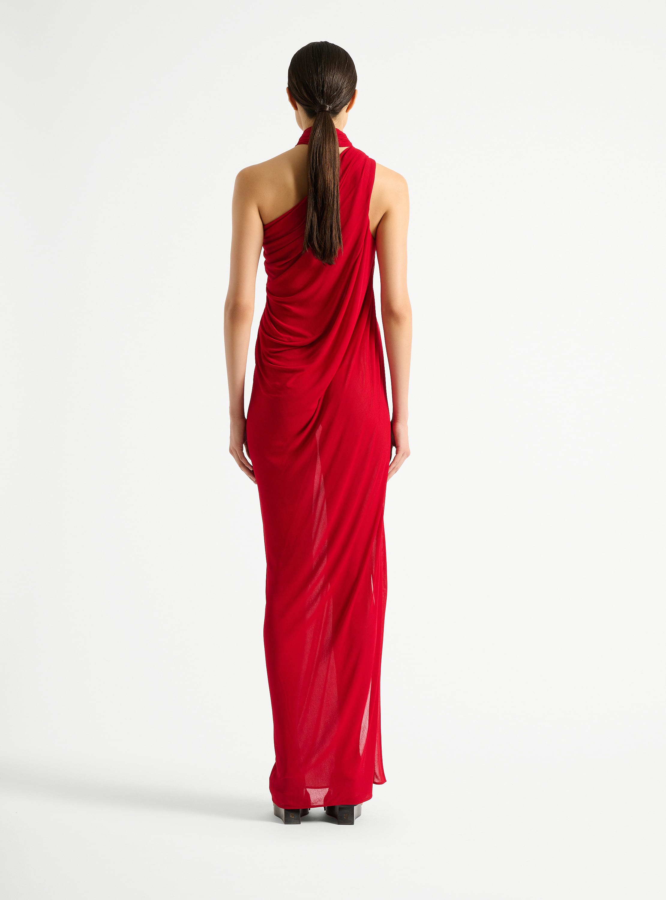 Langes, drapiertes Kleid aus Jersey