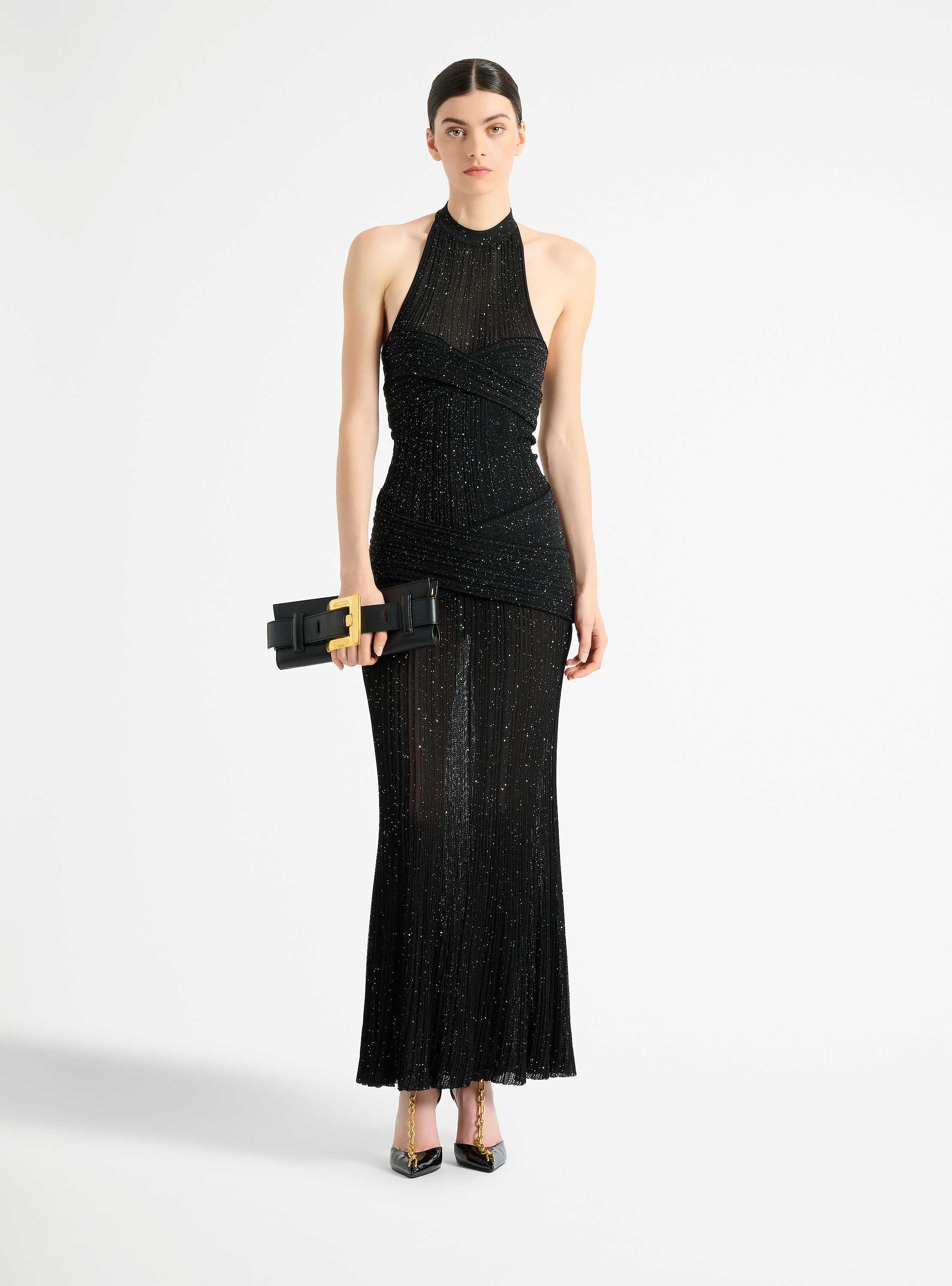 Robe longue en maille Fl&eacute;chage