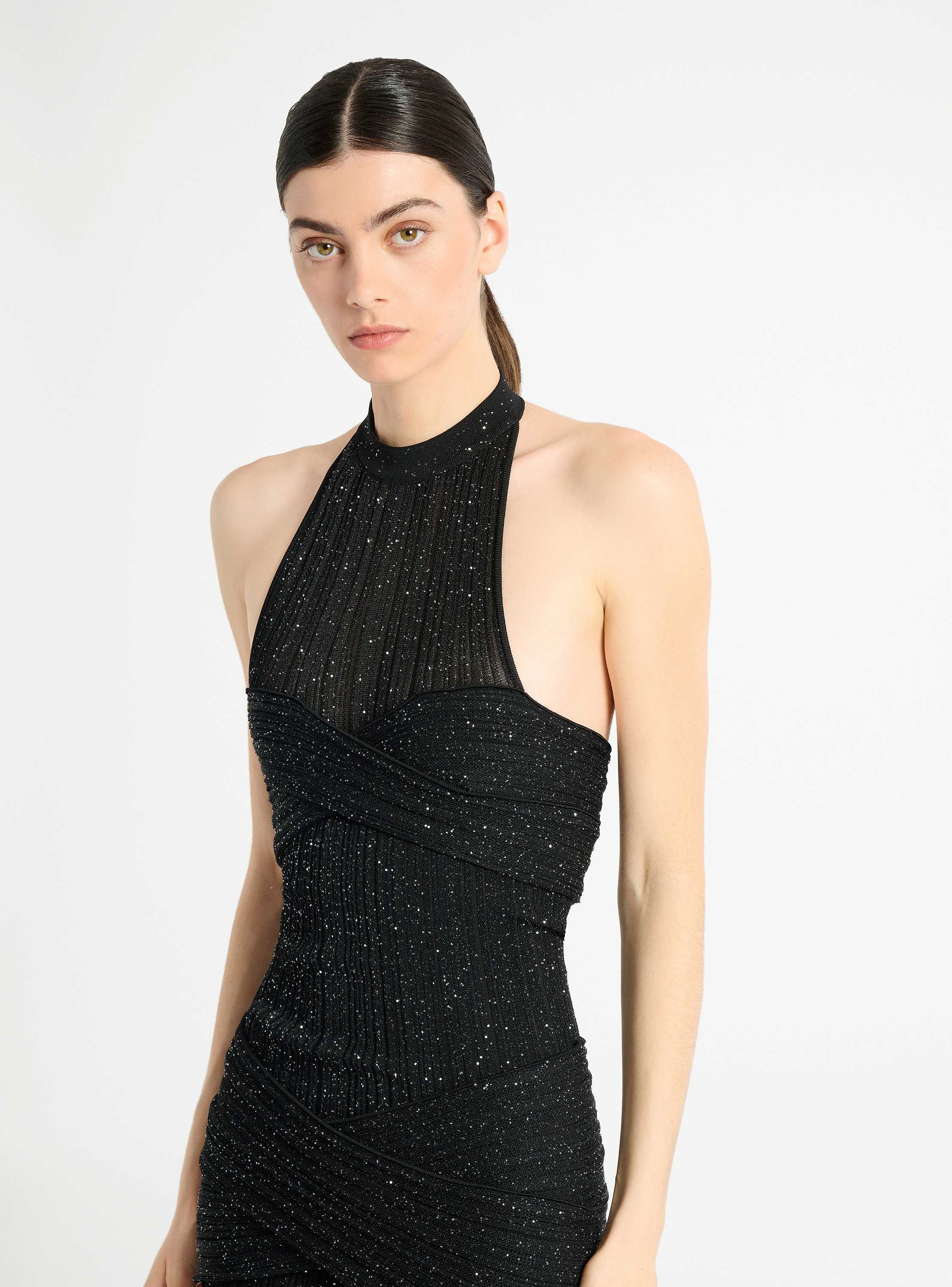 Robe longue en maille Fl&eacute;chage