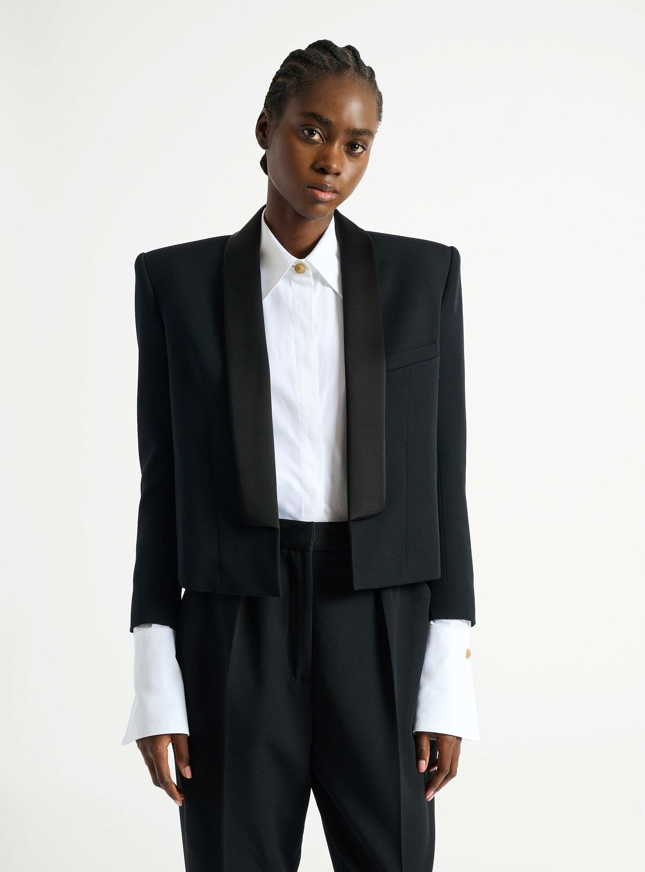 Cropped grain de poudre jacket