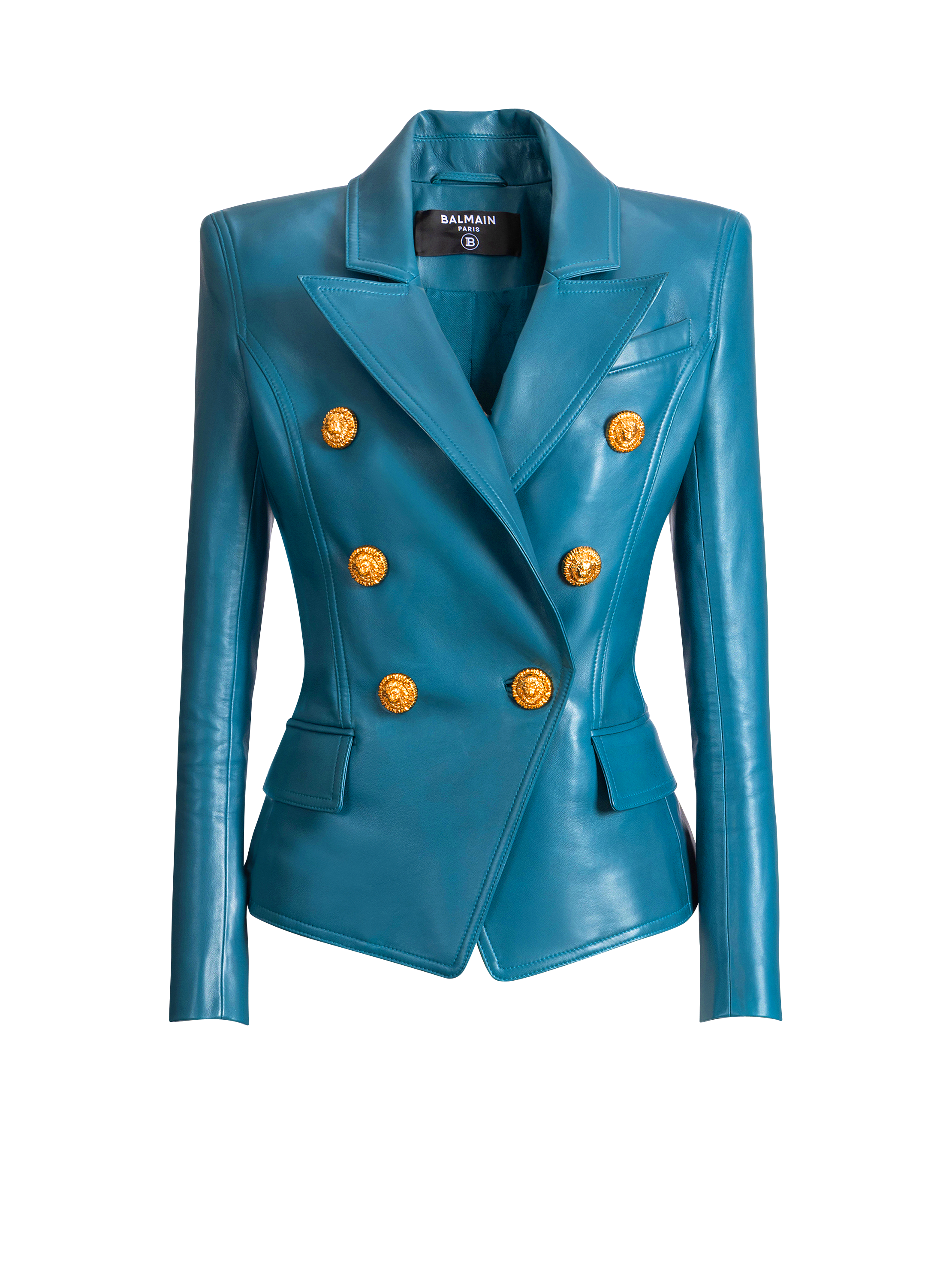Leather 6-button jacket 