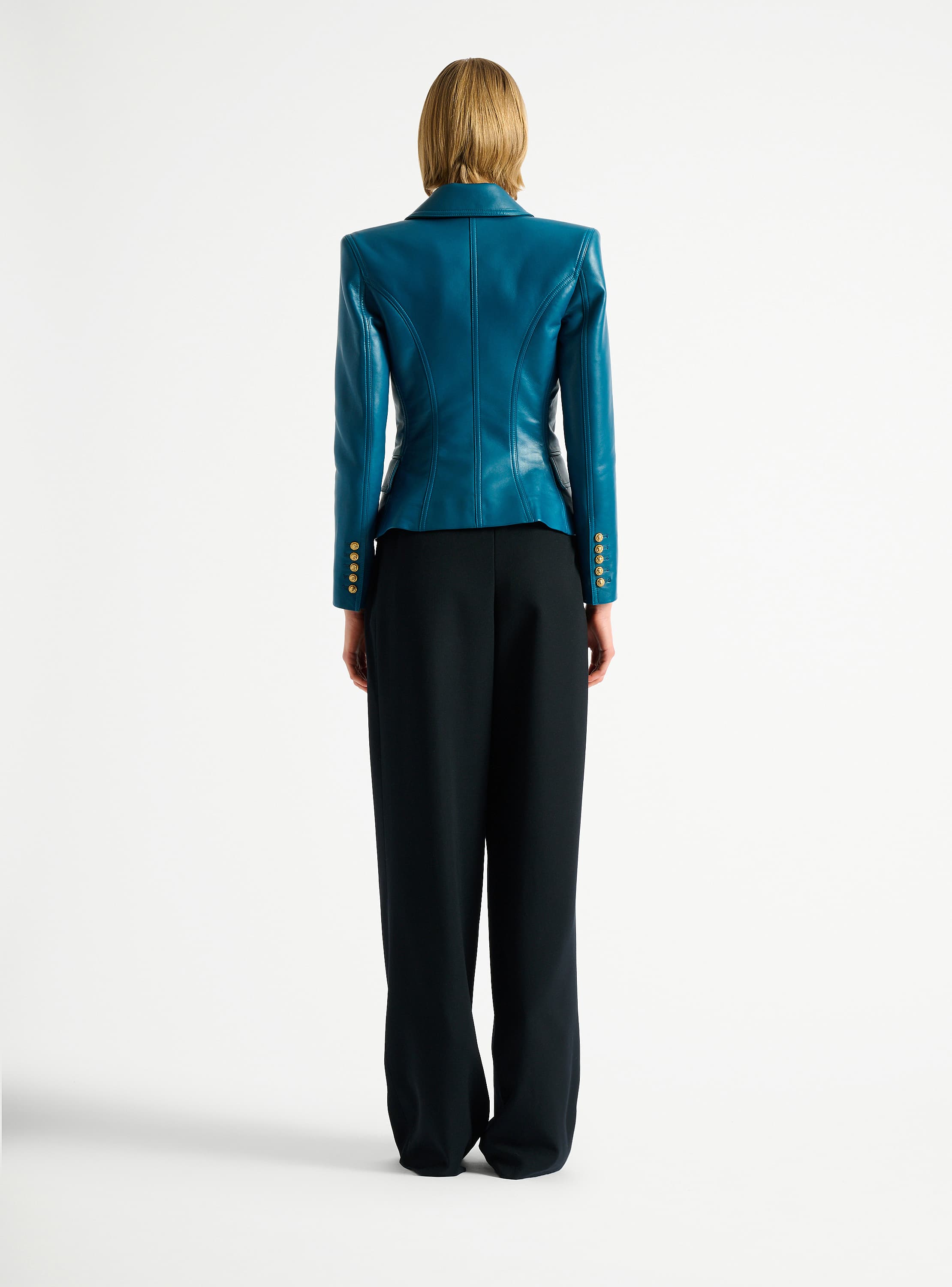 Leather 6-button jacket 