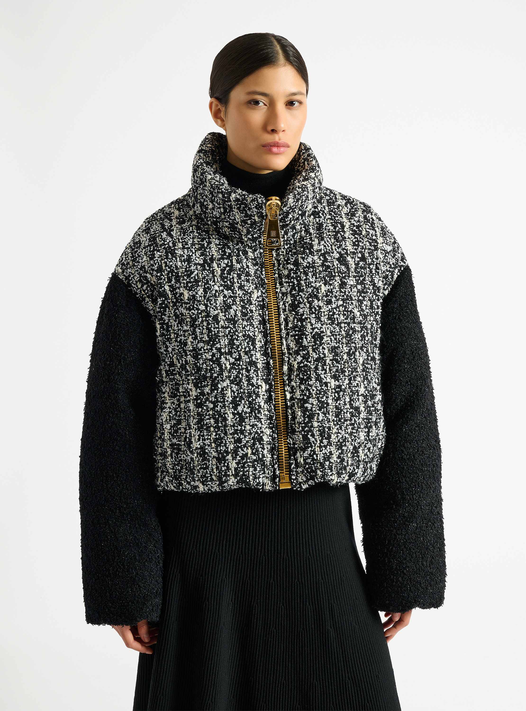 Plum&iacute;fero de tweed bicolor