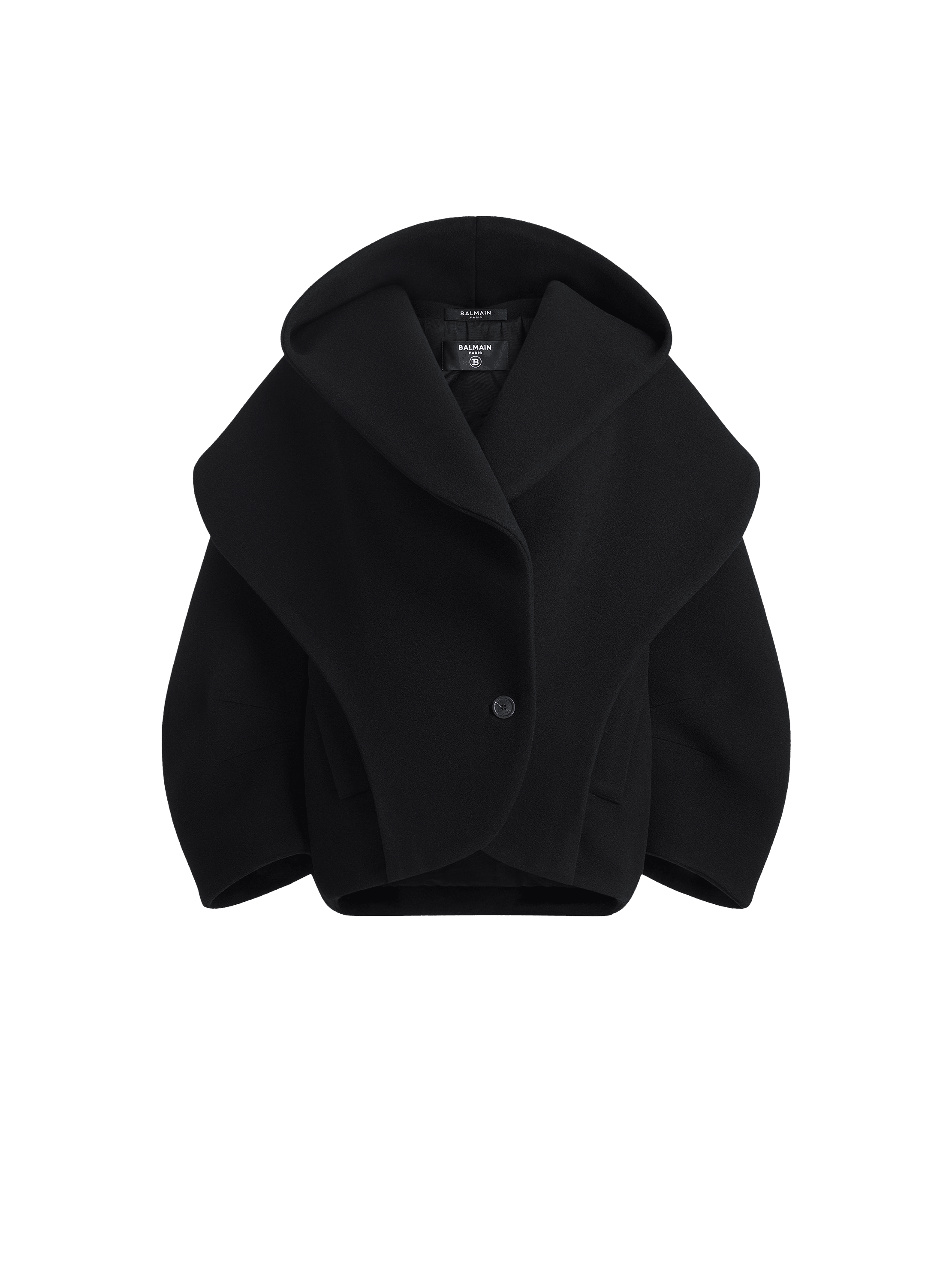 Oversized wool pea coat with hood