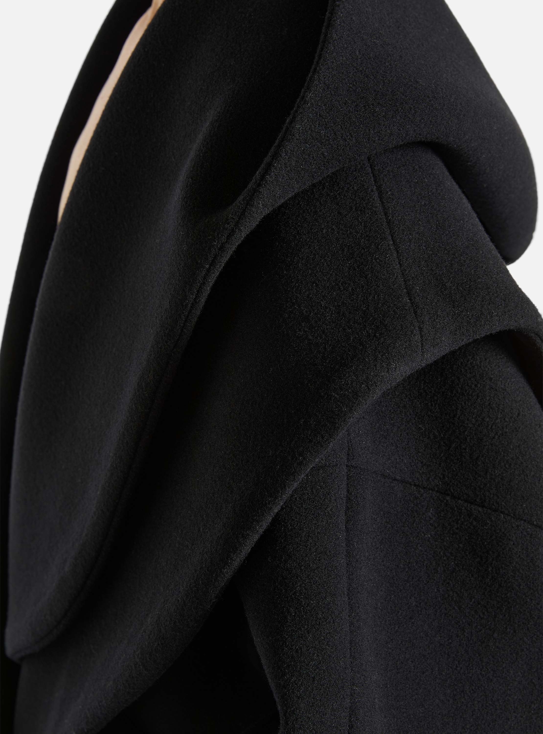 Oversized wool pea coat with hood