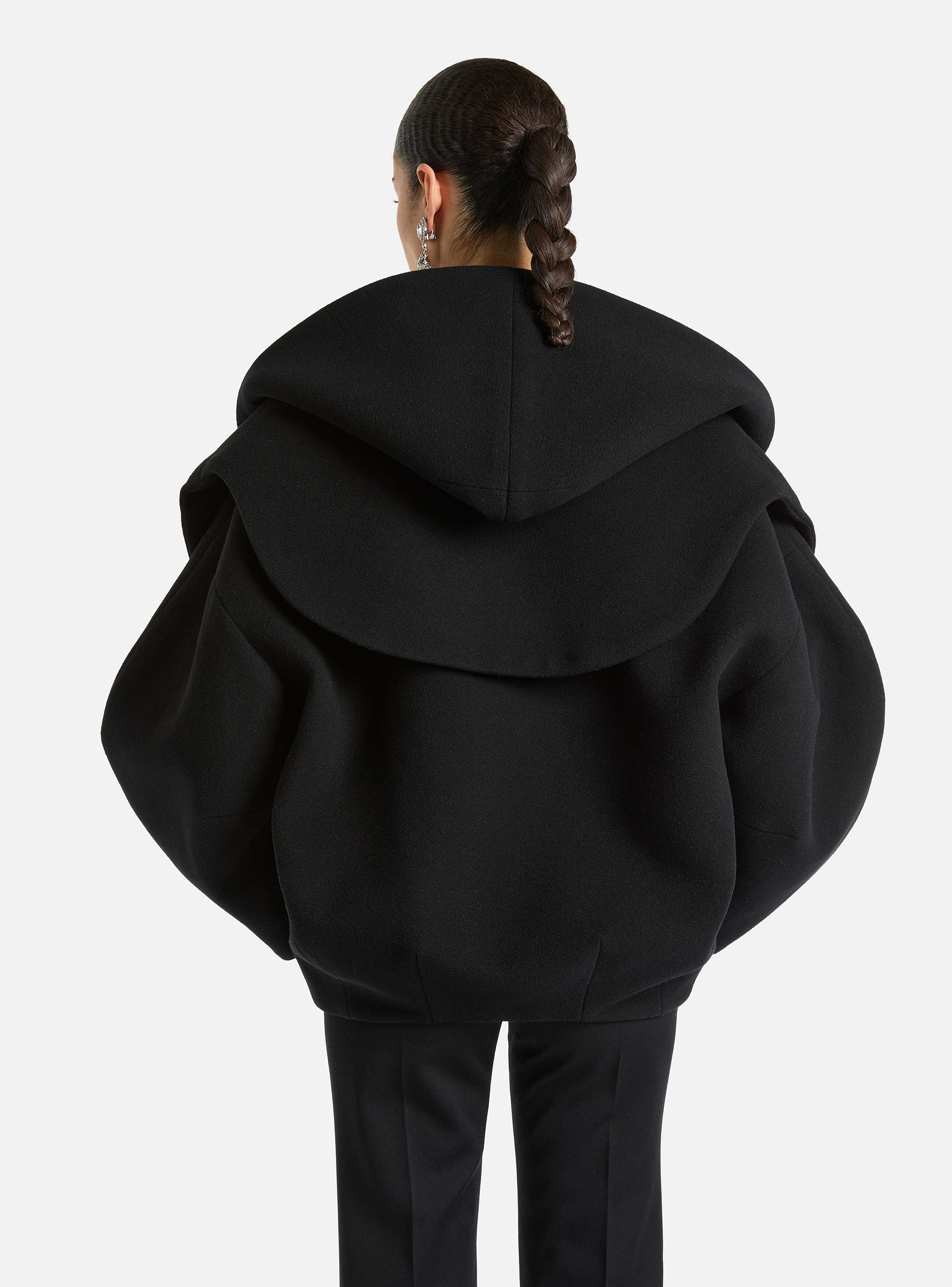 Oversized wool pea coat with hood