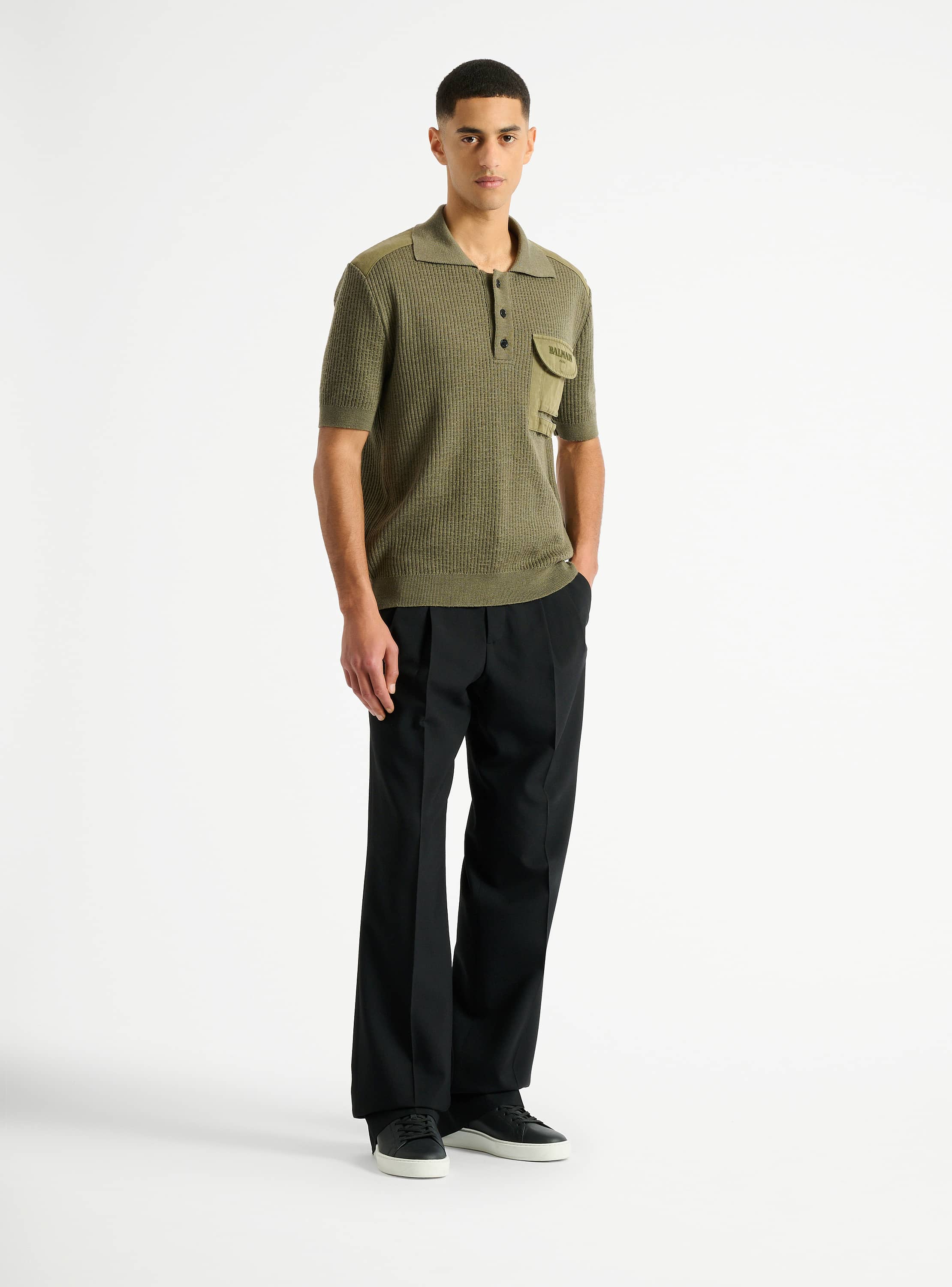 Balmain Vintage Utility ribbed knit polo