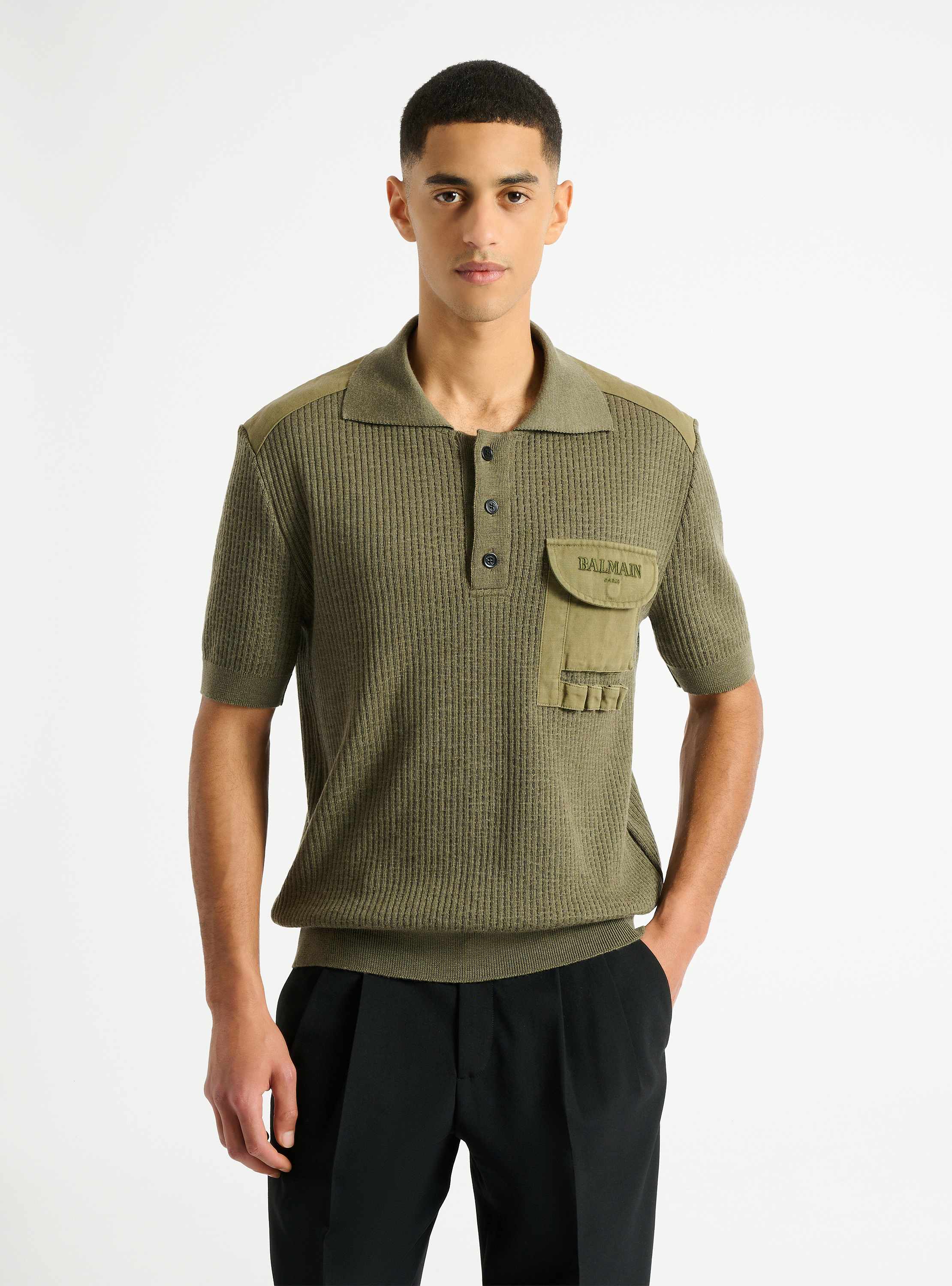 Balmain Vintage Utility ribbed knit polo