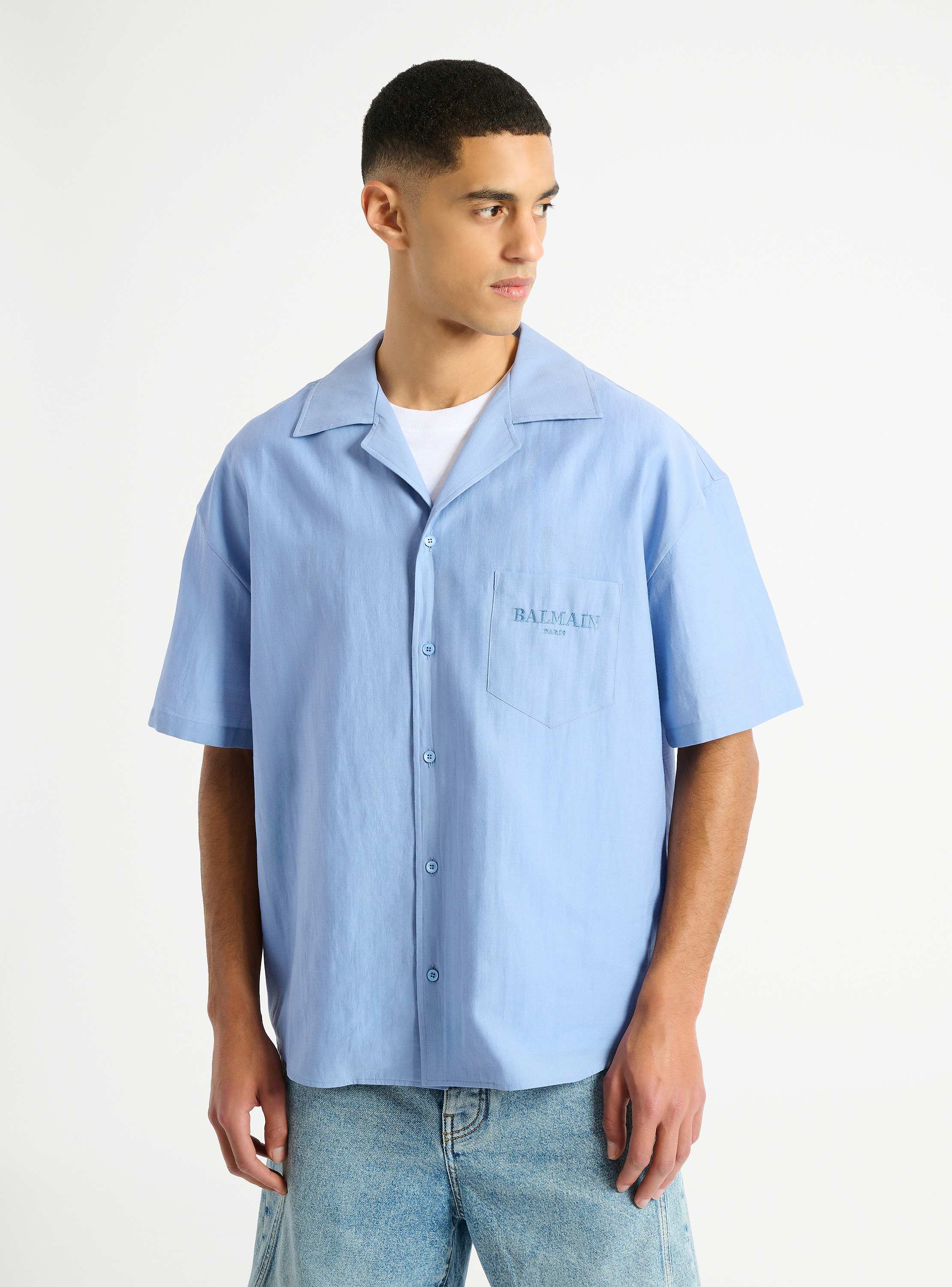 Balmain Vintage shirt in herringbone poplin