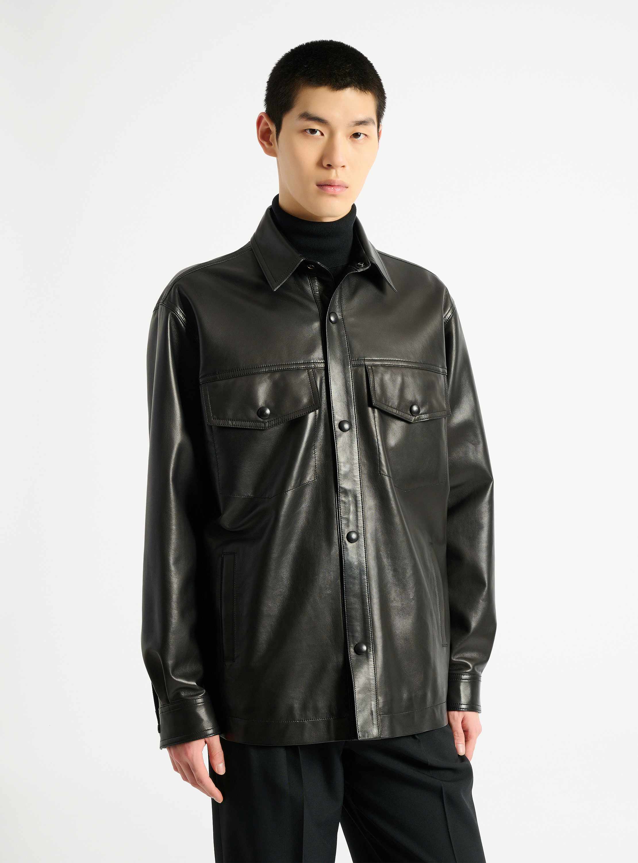 Leather overshirt