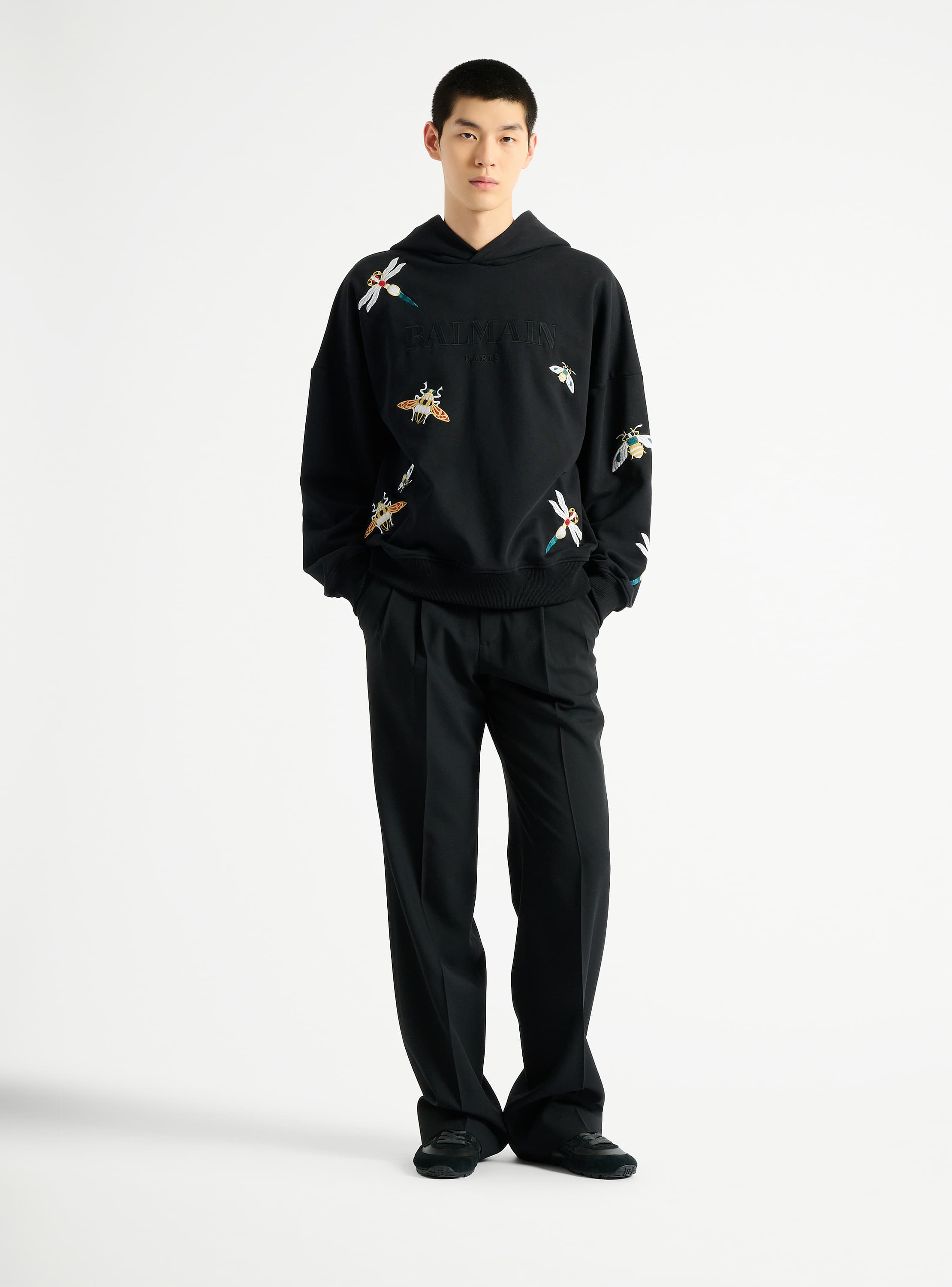 Sudadera con capucha Balmain Insect con bordado