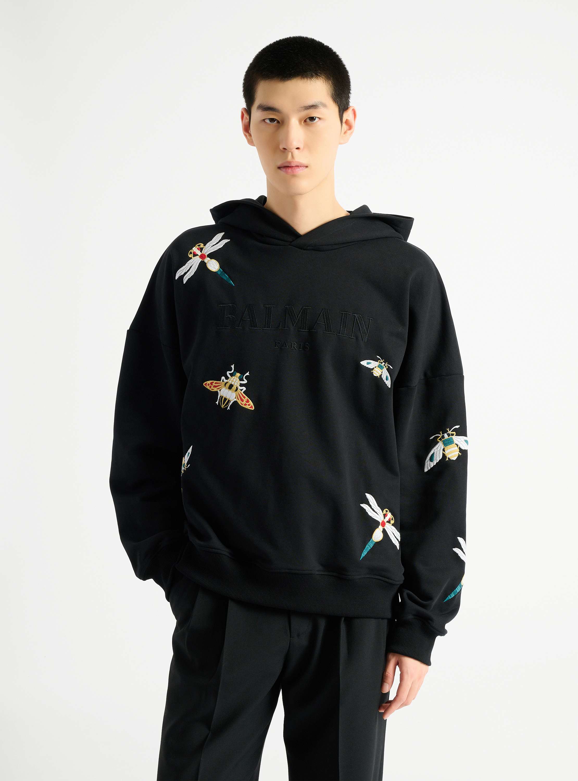 Sudadera con capucha Balmain Insect con bordado