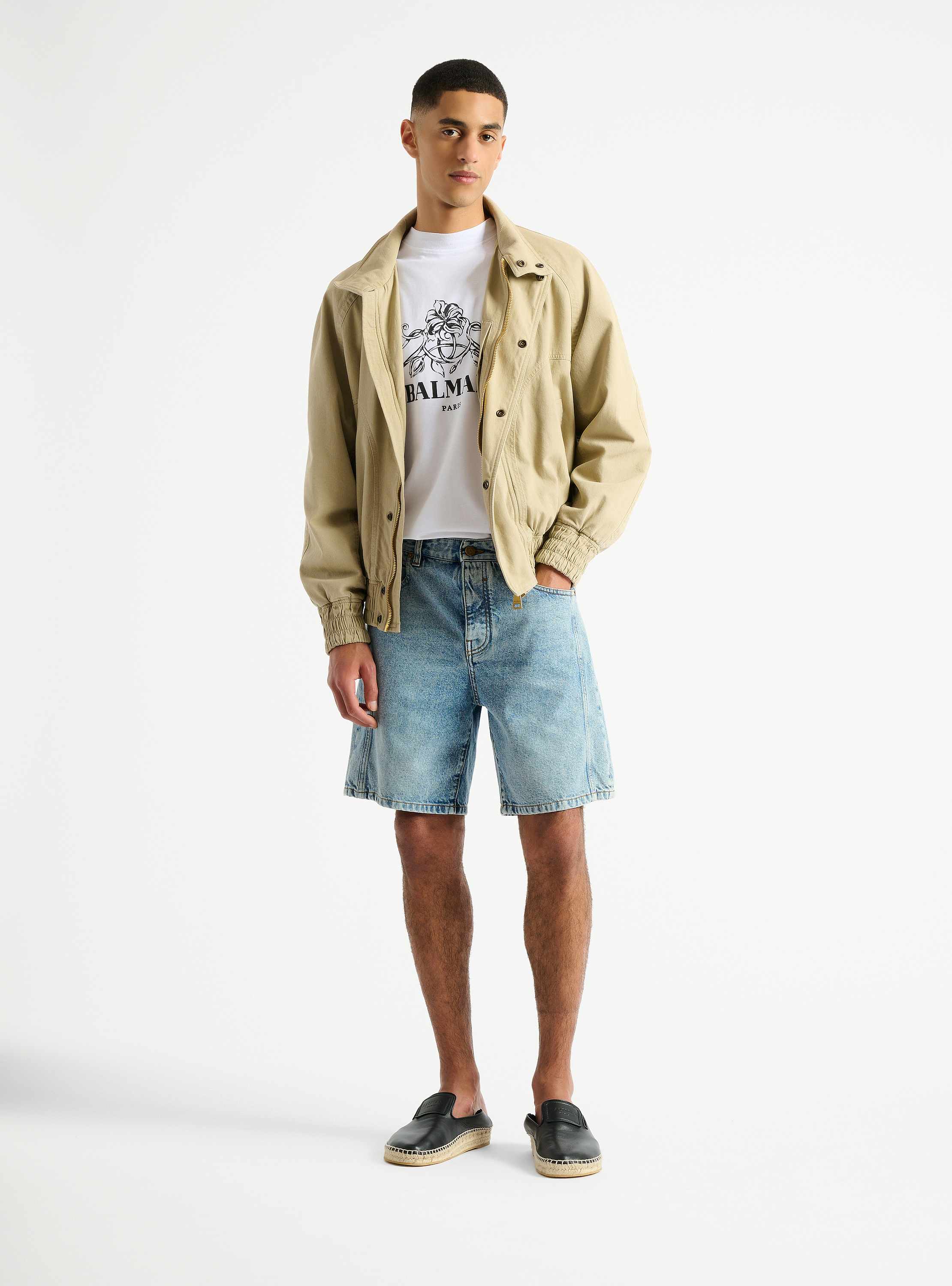 Light blue denim Bermuda shorts