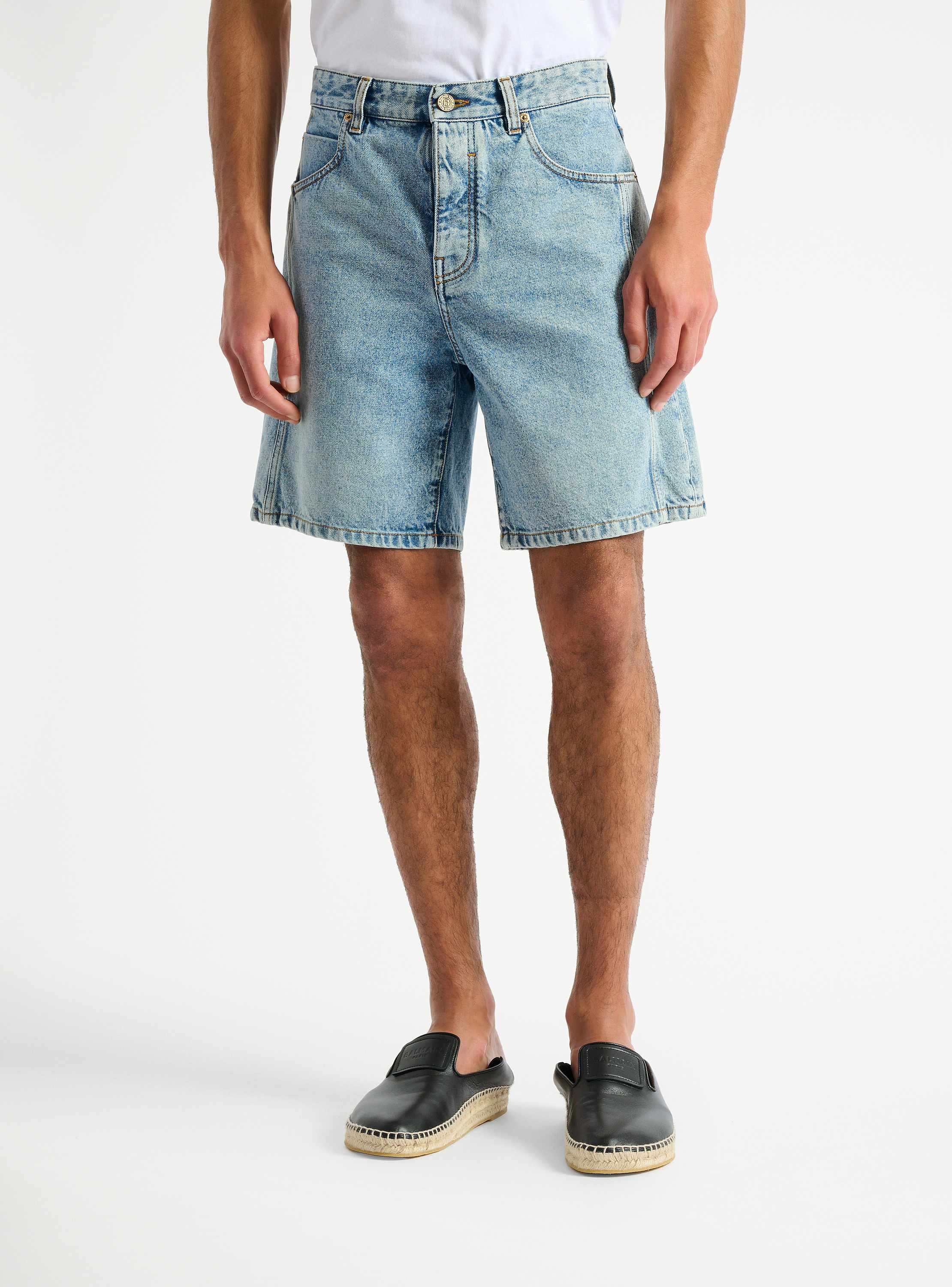 Light blue denim Bermuda shorts