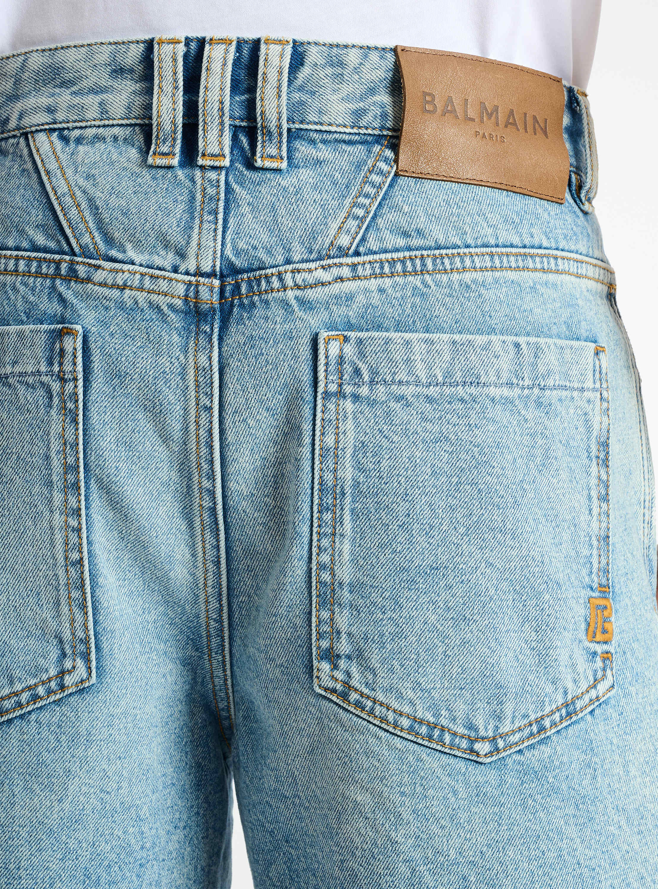 Light blue denim Bermuda shorts