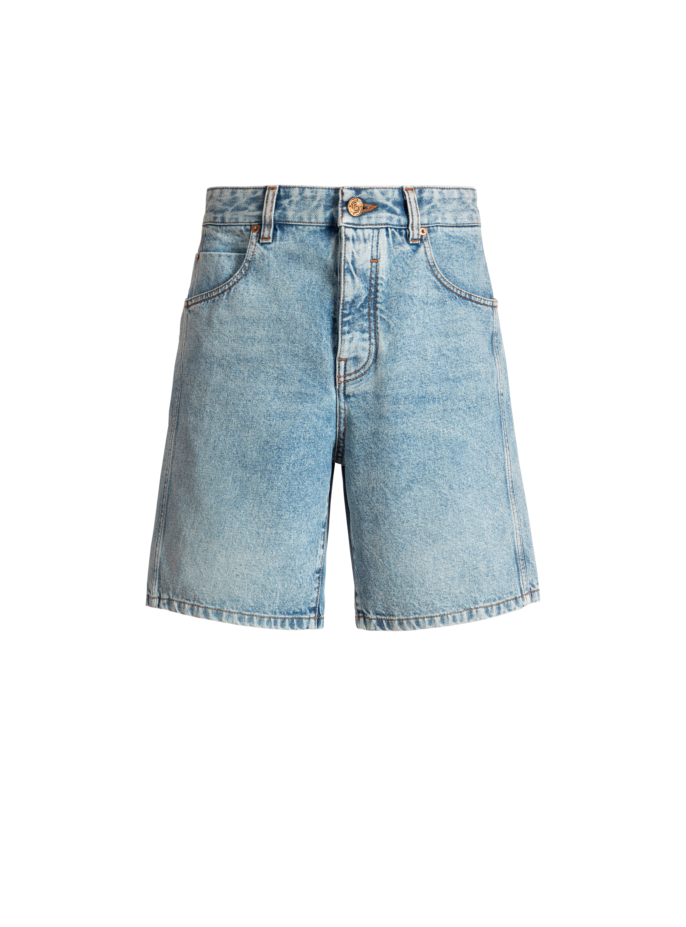 Light blue denim Bermuda shorts