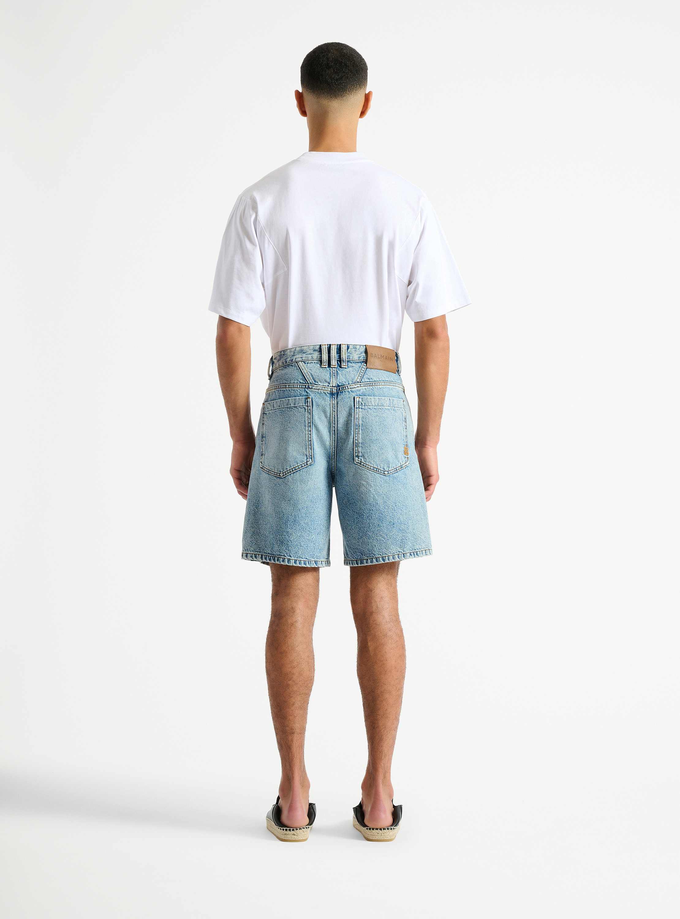 Light blue denim Bermuda shorts