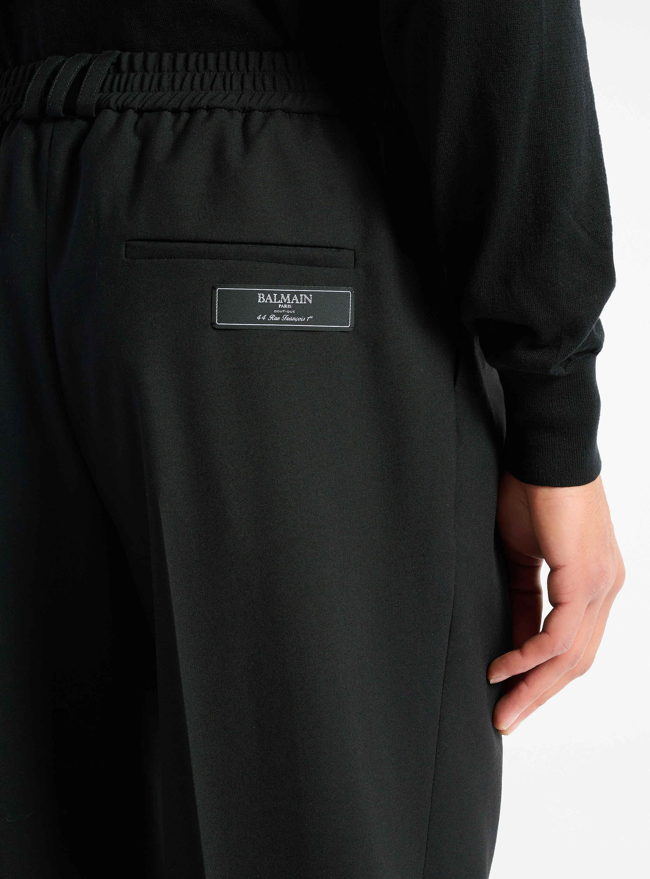 Wool trousers with elasticated waist