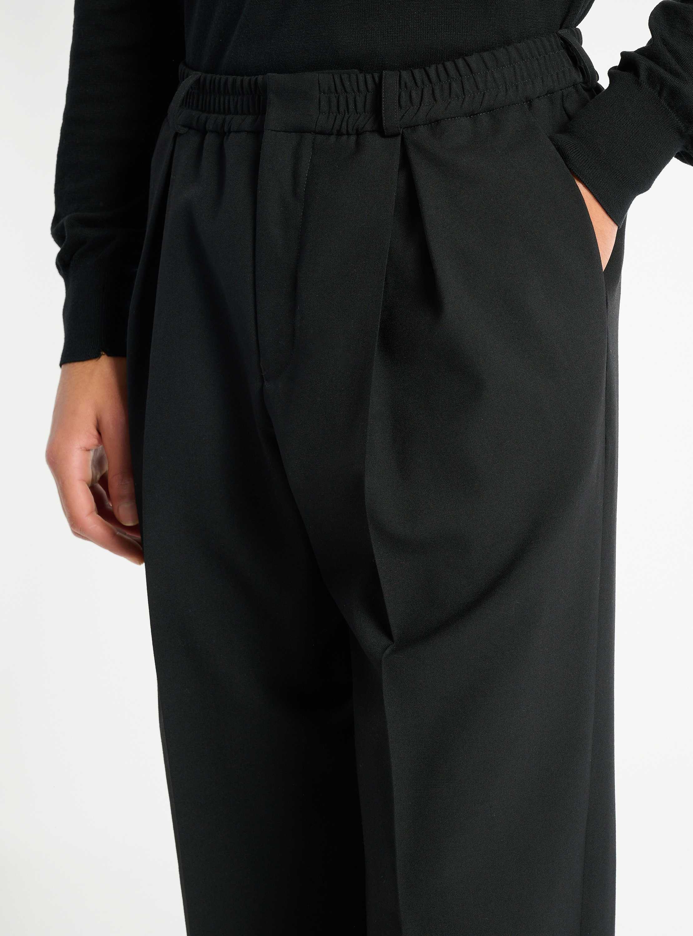 Wool trousers with elasticated waist